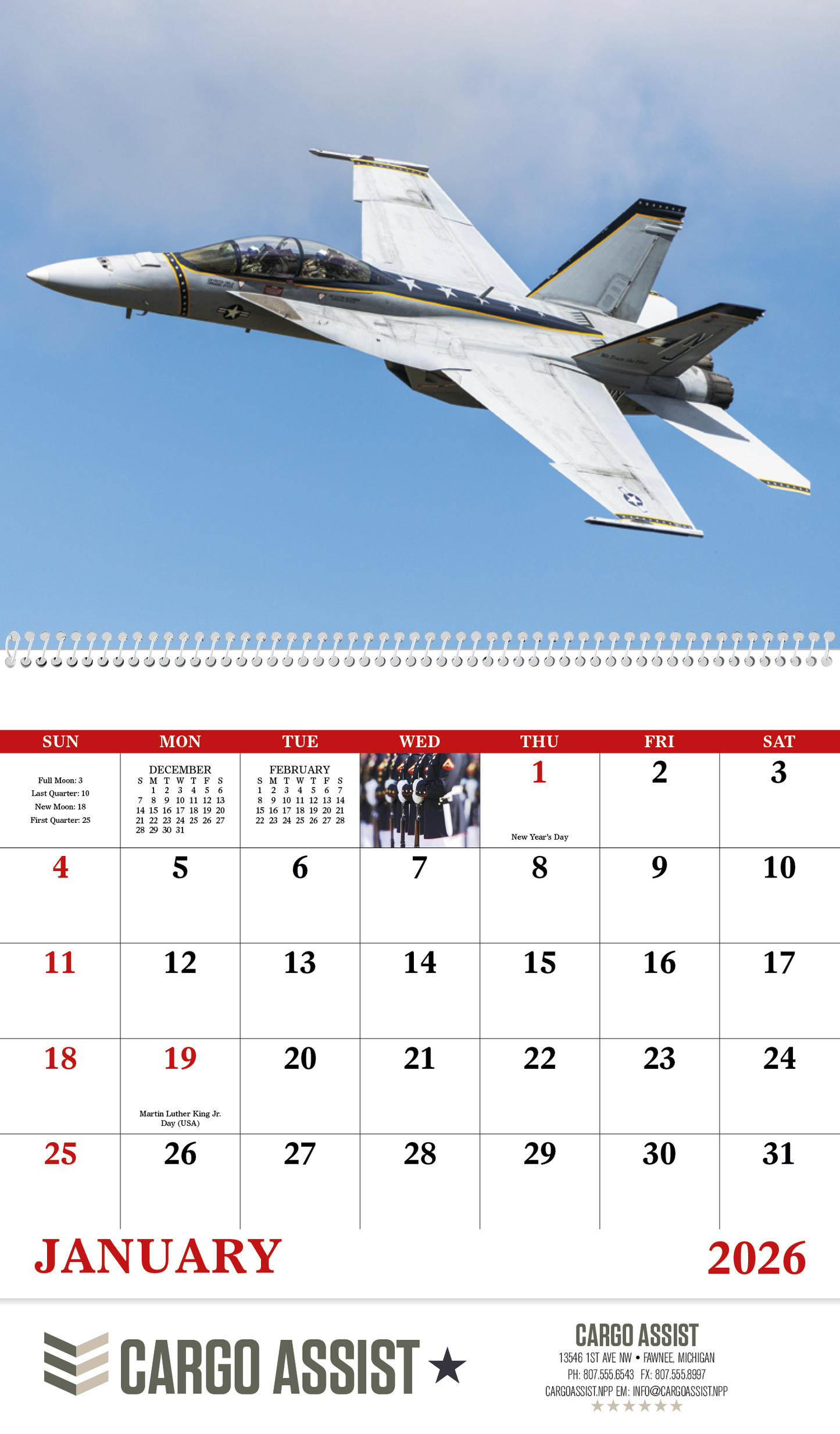 Good Value American Armed Forces Spiral Calendar-7012