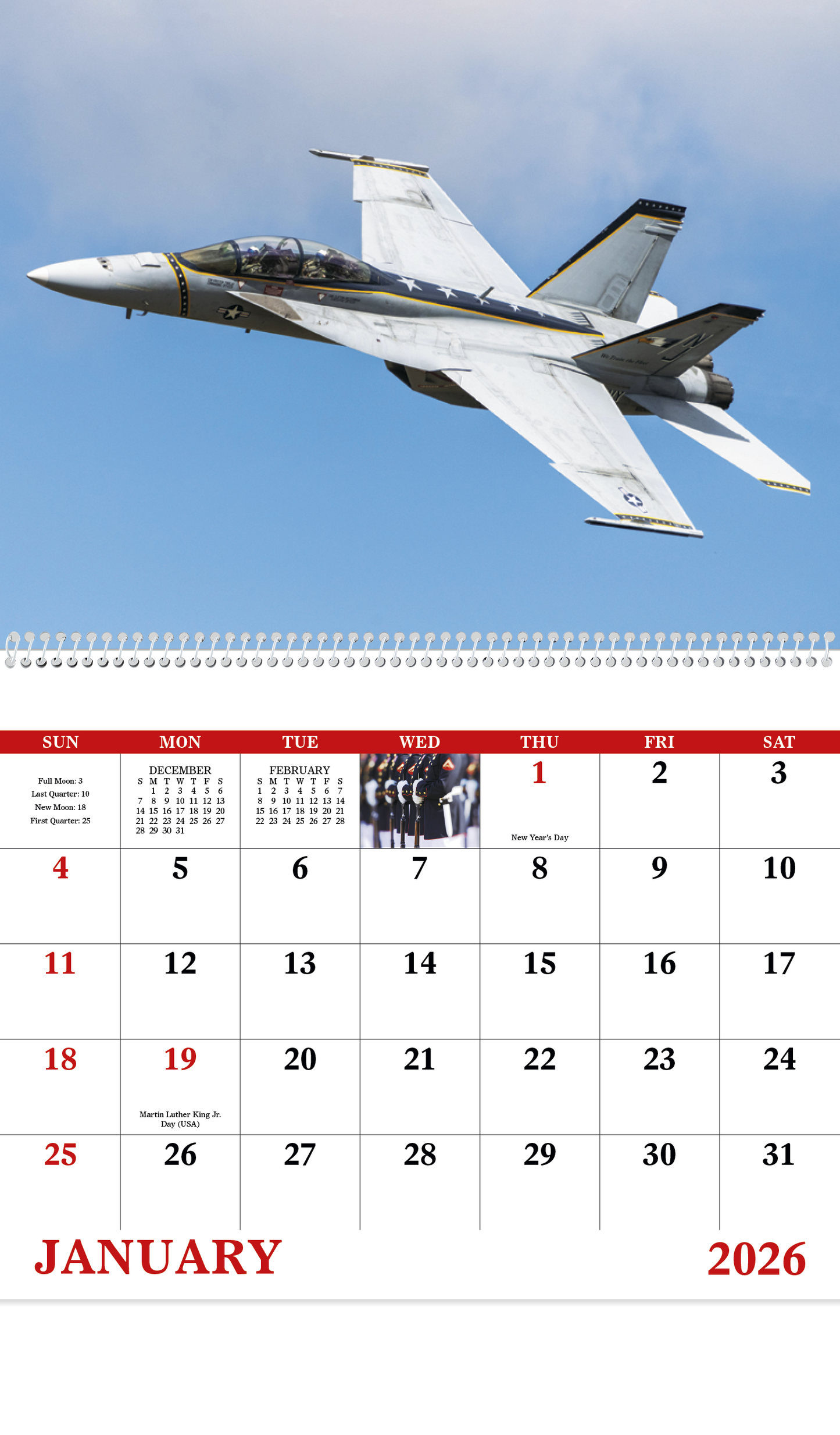Good Value American Armed Forces Spiral Calendar-7012