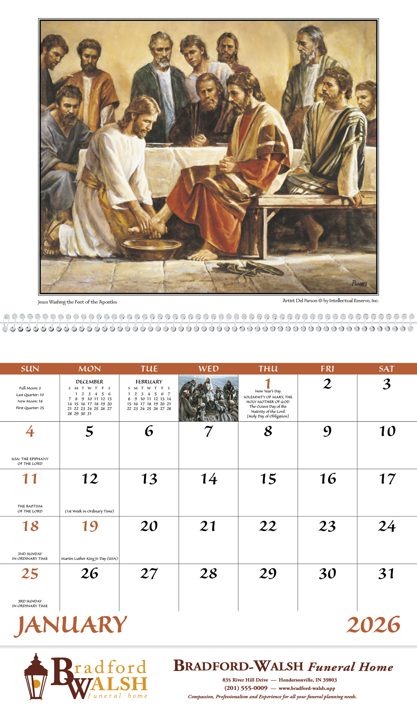 Good Value Gods Gift w Funeral PrePlanning Sheet Spiral Calendar-7019