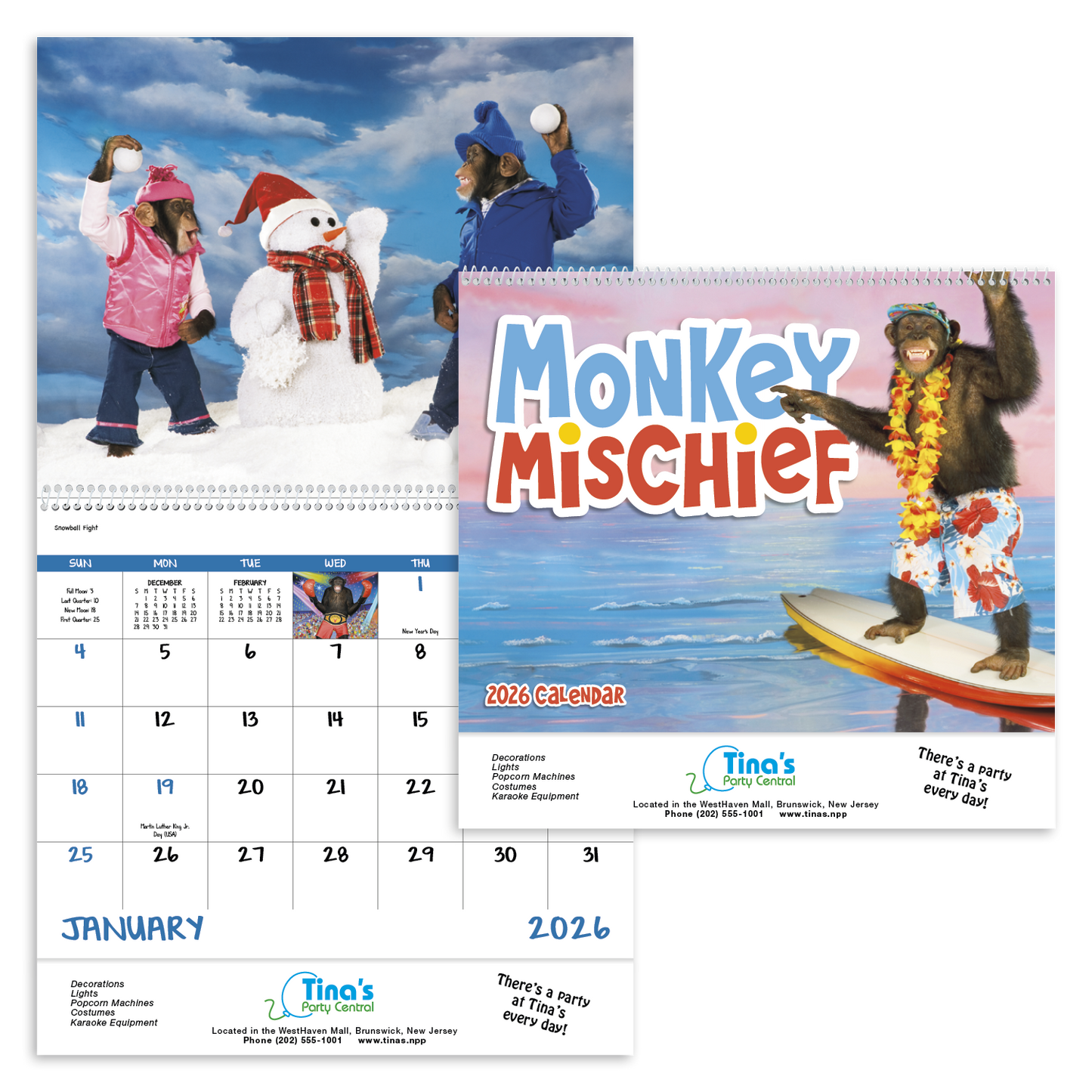 Good Value Monkey Mischief Spiral Calendar-7033