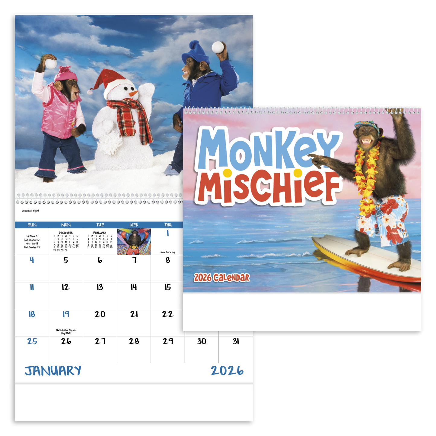 Good Value Monkey Mischief Spiral Calendar-7033