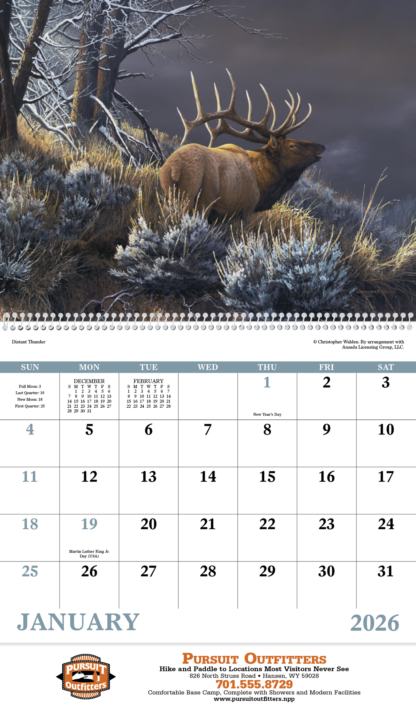 Good Value Wildlife Canvas Spiral Calendar-7038