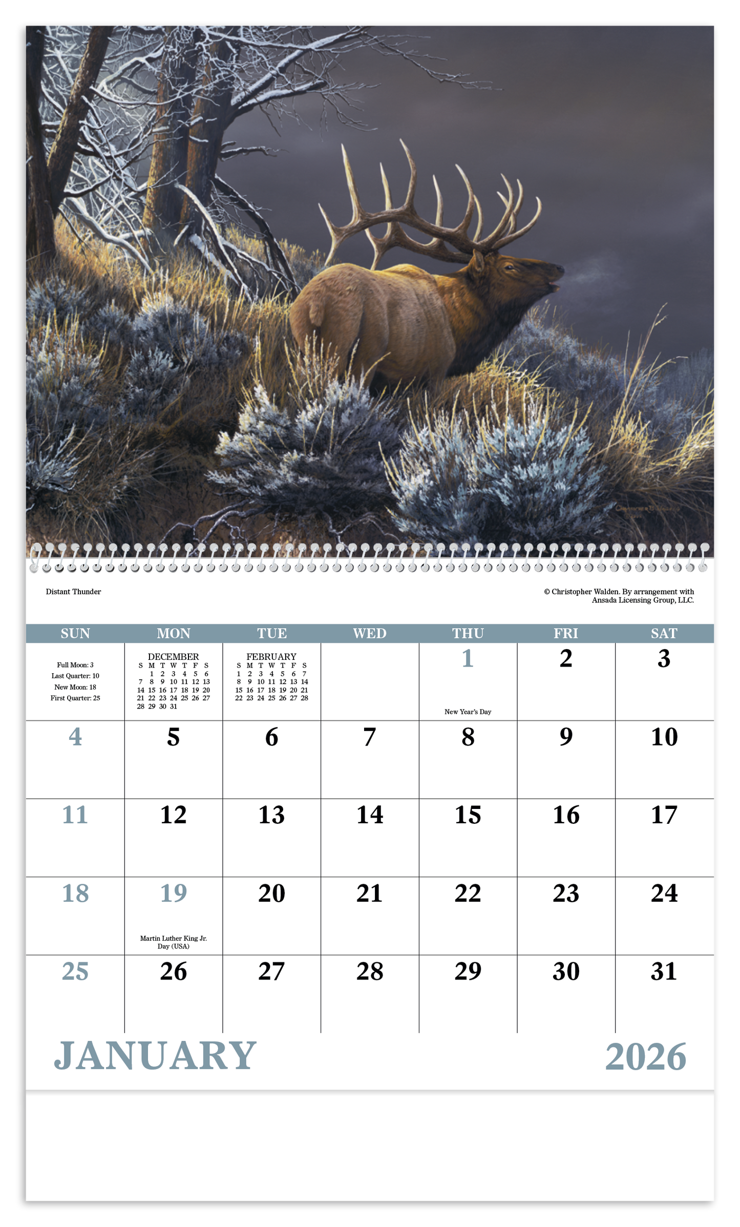 Good Value Wildlife Canvas Spiral Calendar-7038
