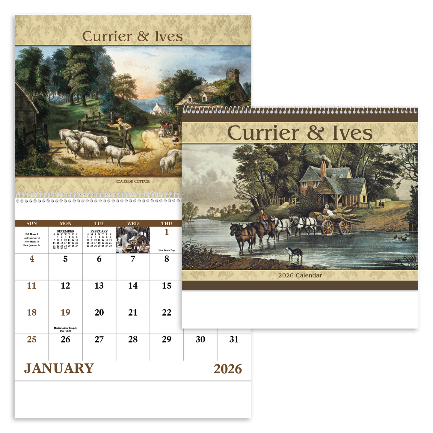 Good Value Currier Ives Spiral Calendar-7041