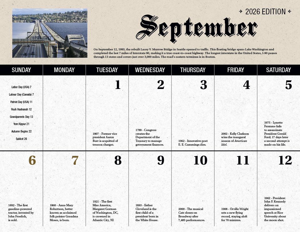 Good Value Daily History Spiral Calendar-7052