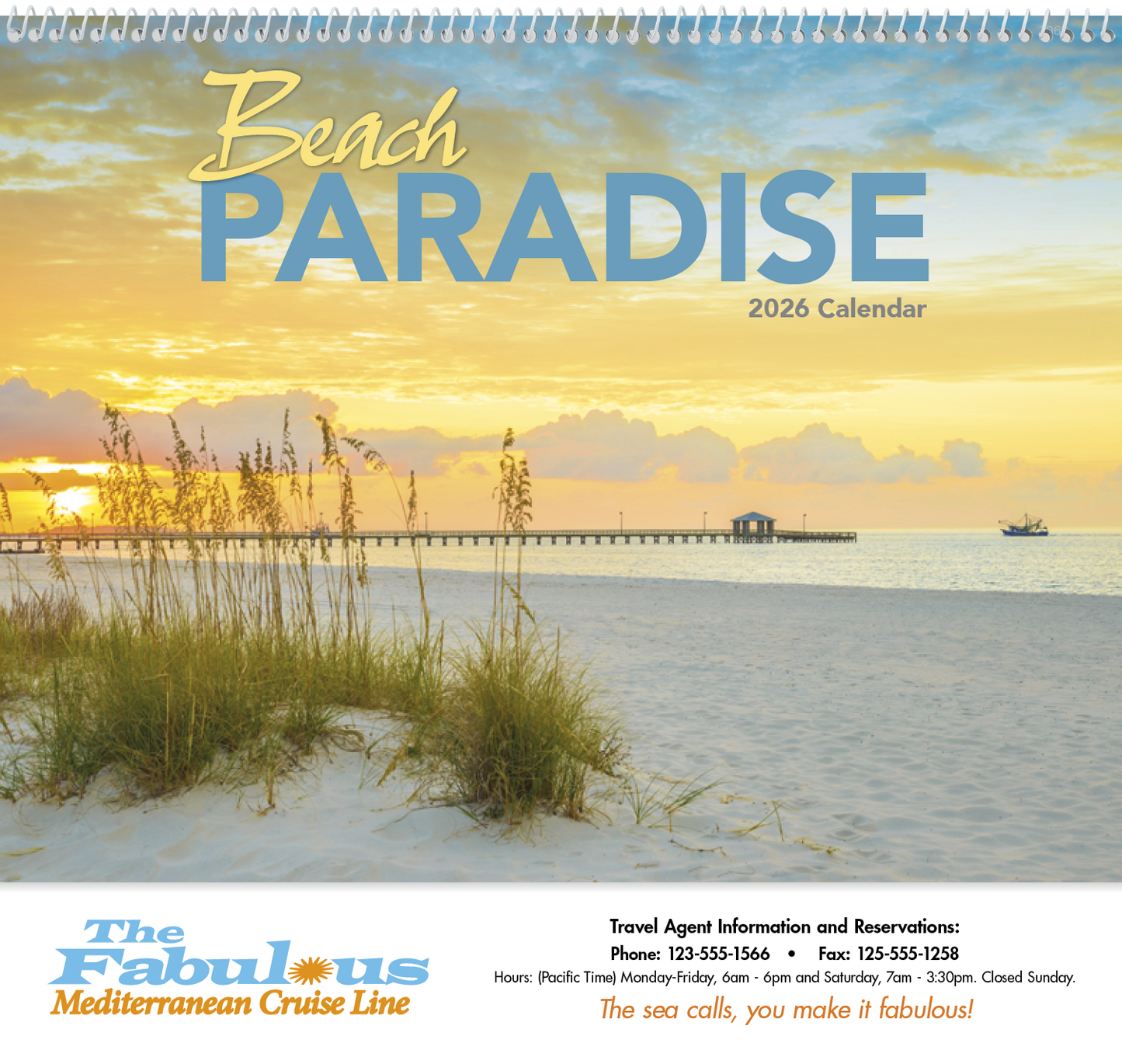 Good Value Beach Paradise Spiral Calendar-7068