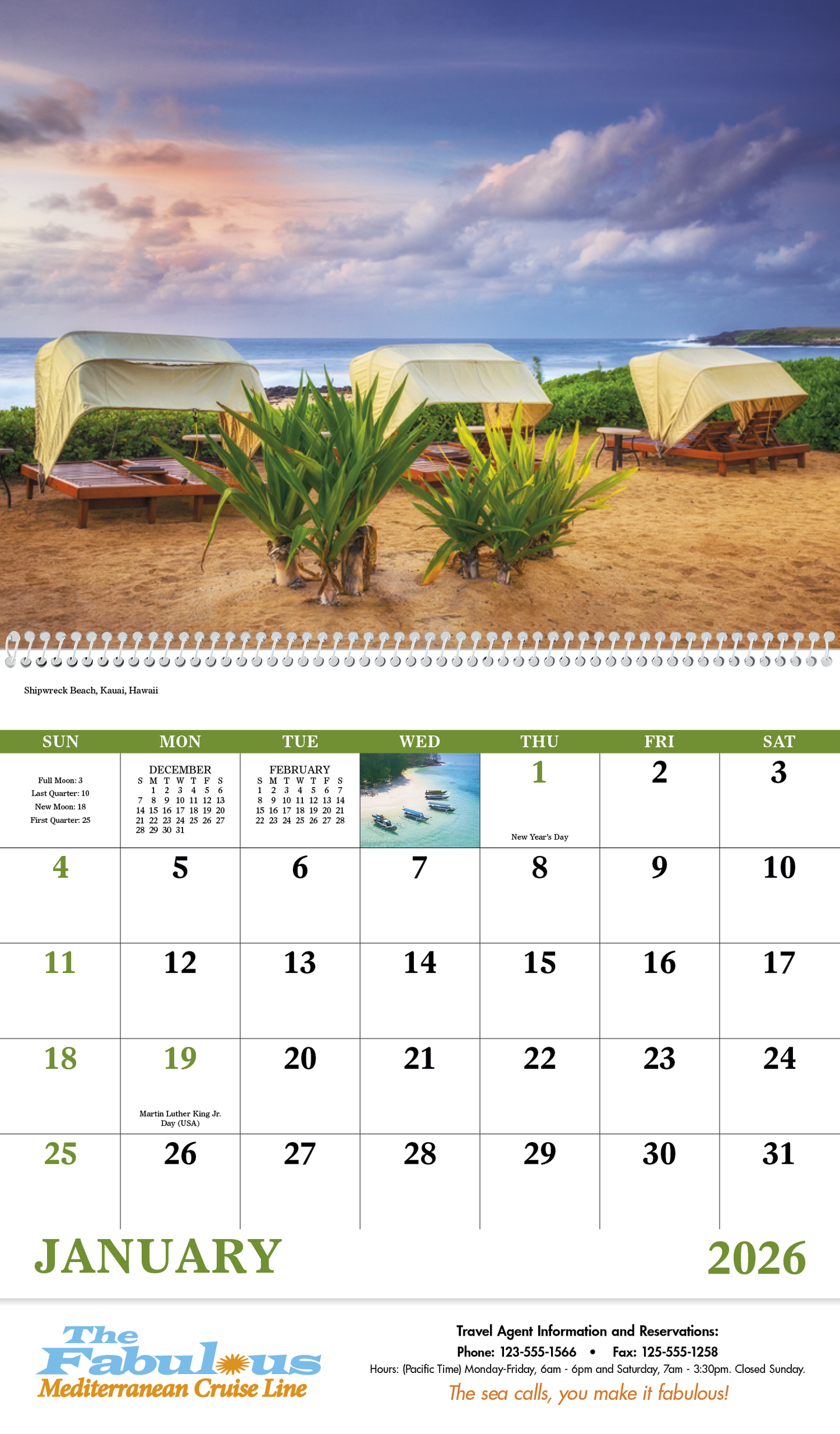 Good Value Beach Paradise Spiral Calendar-7068
