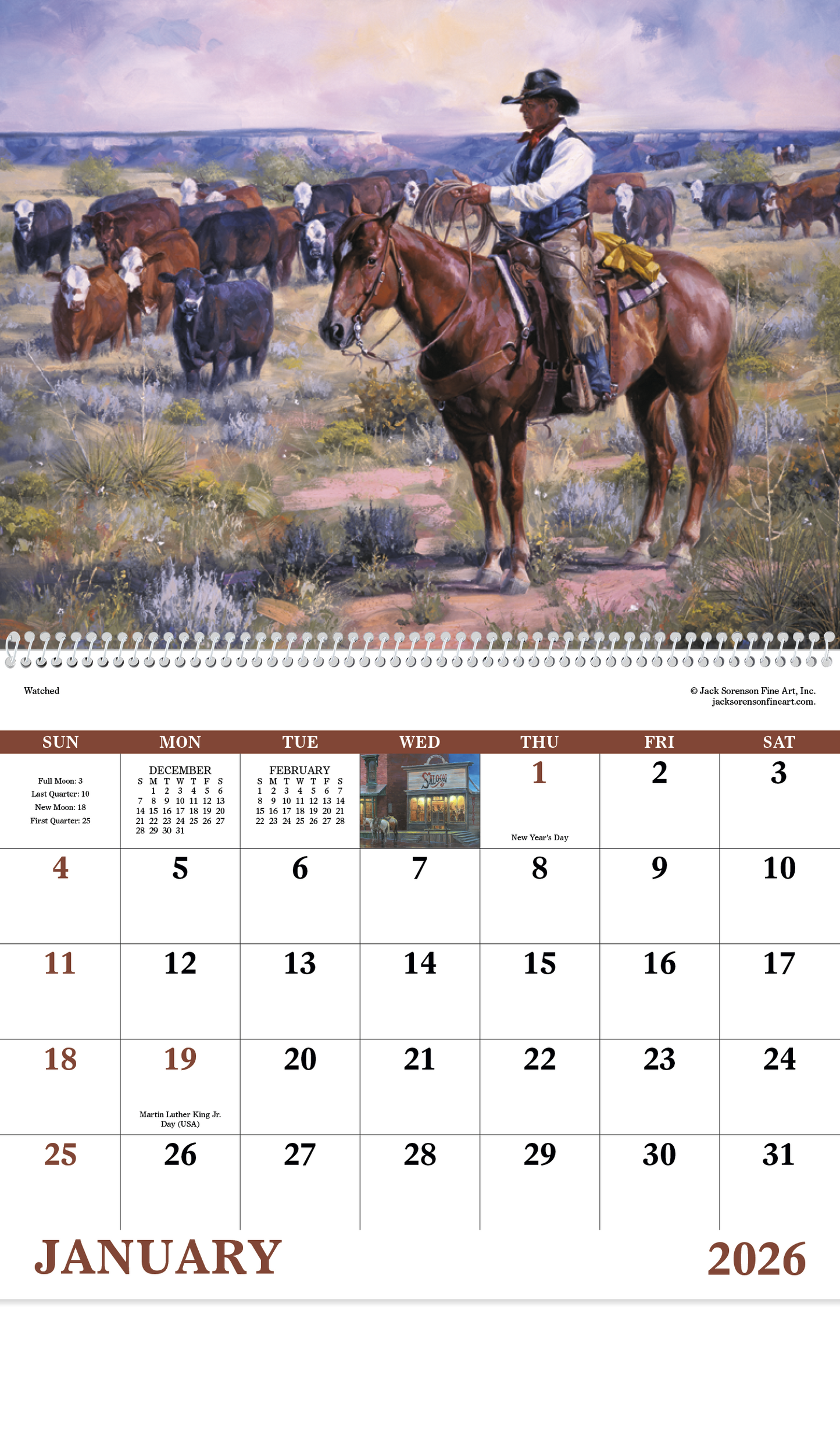Good Value Western Frontier Spiral Calendar-7071