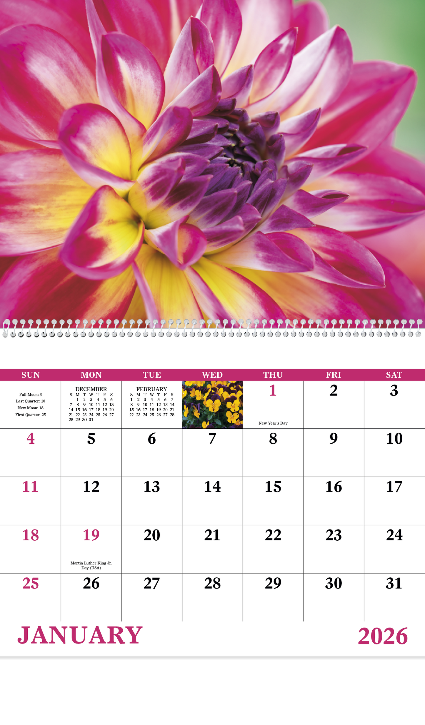 Good Value Flowers Spiral Calendar-7080