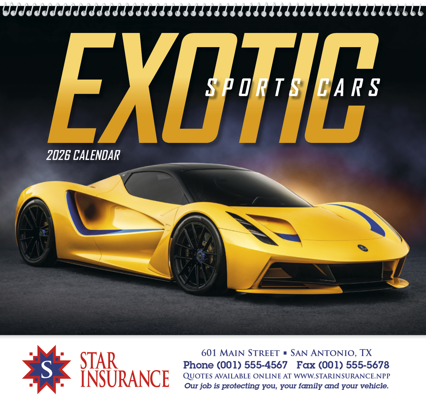 Good Value Exotic Sports Cars Spiral Calendar-7081