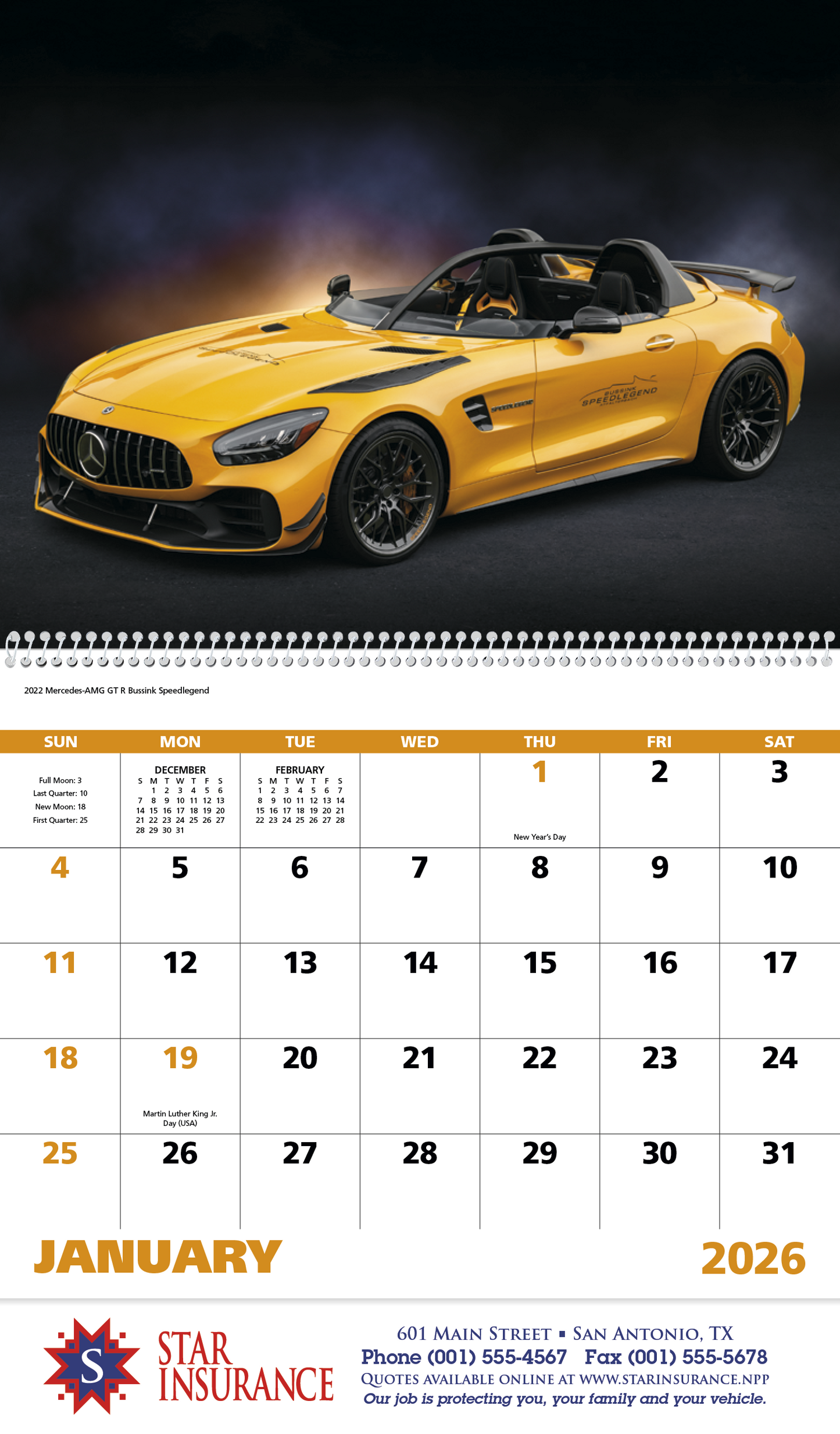 Good Value Exotic Sports Cars Spiral Calendar-7081