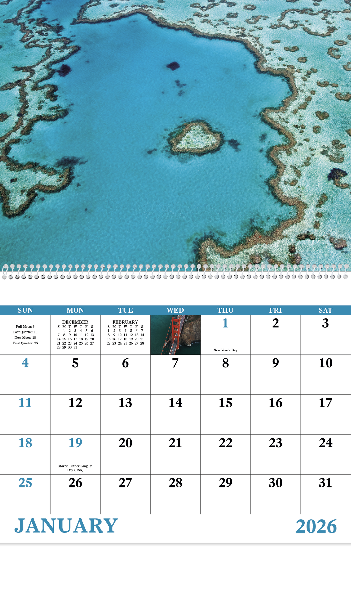 Good Value View from Above Spiral Calendar-7084