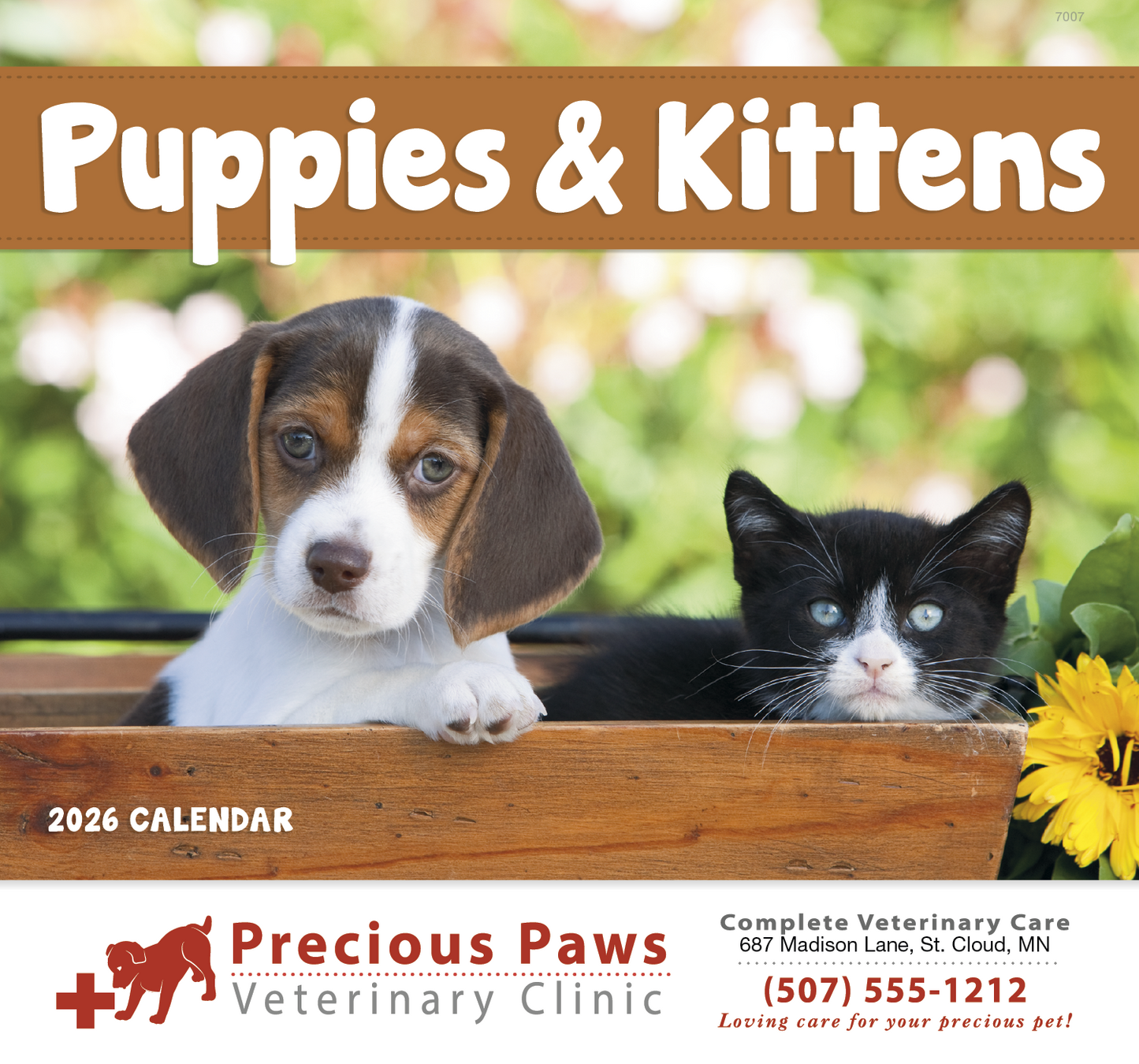 Good Value Puppies Kittens Stapled Calendar-7207
