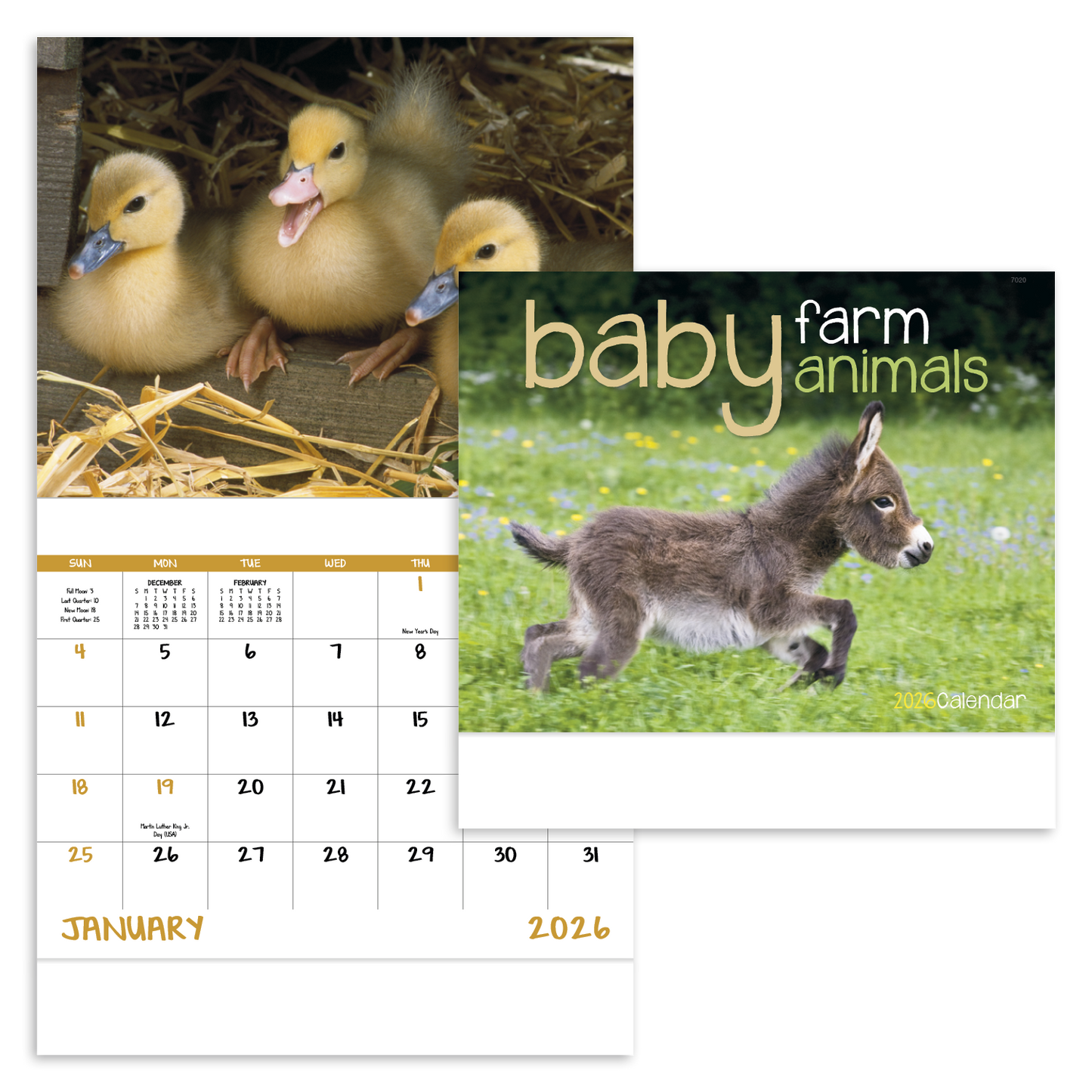 Good Value Baby Farm Animals Stapled Calendar-7220