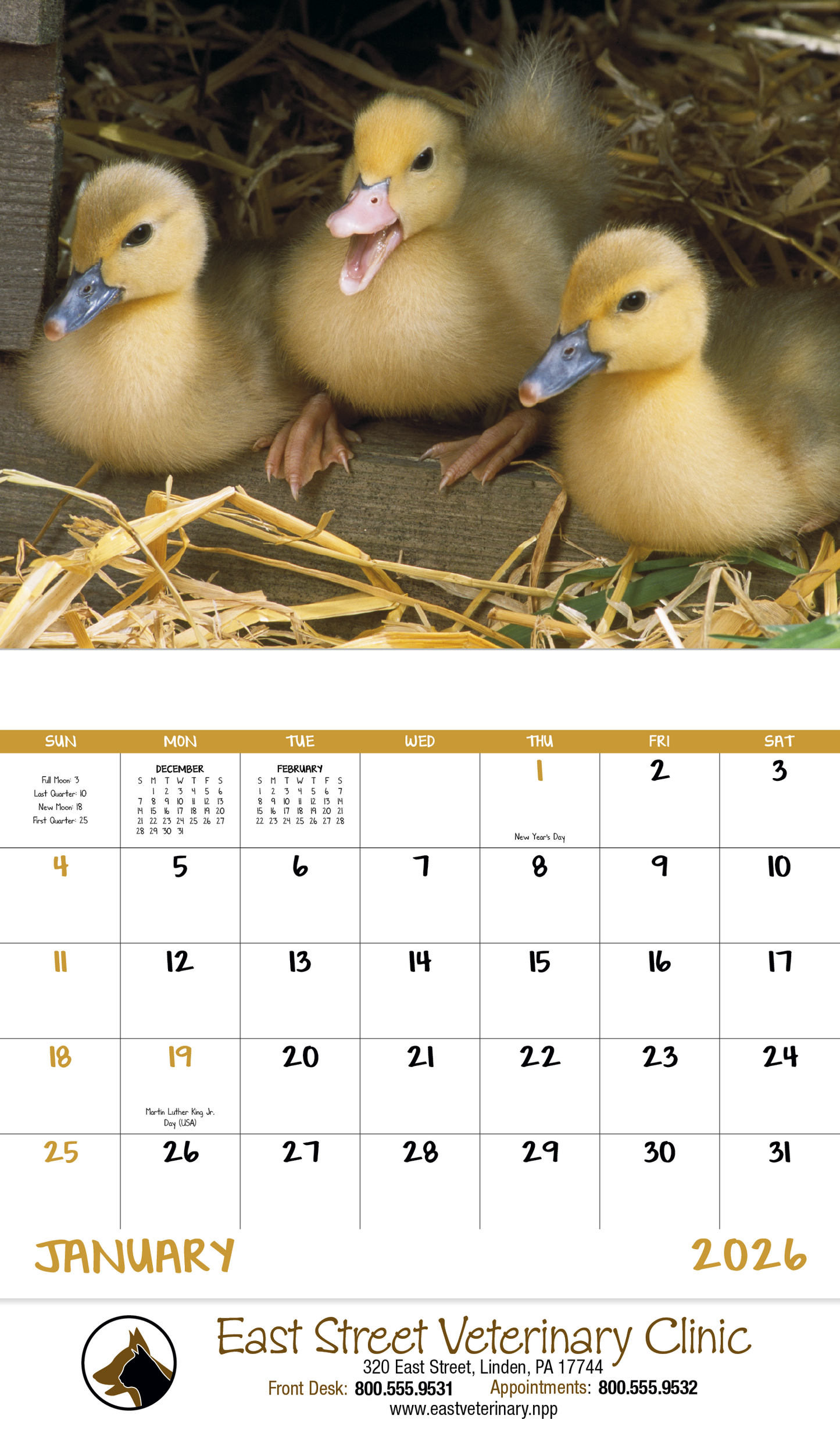Good Value Baby Farm Animals Stapled Calendar-7220