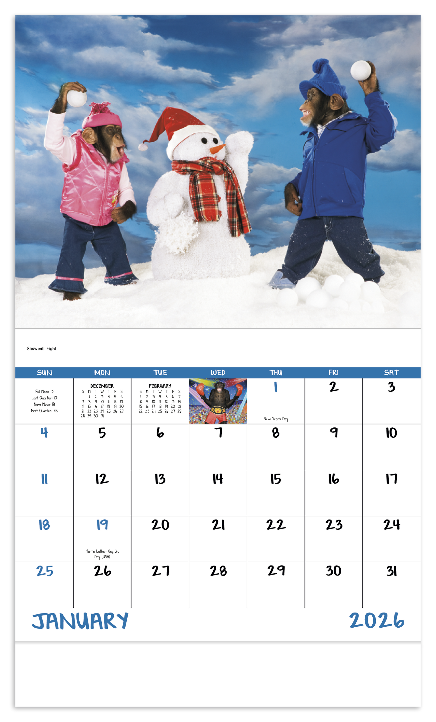 Good Value Monkey Mischief Stapled Calendar-7233