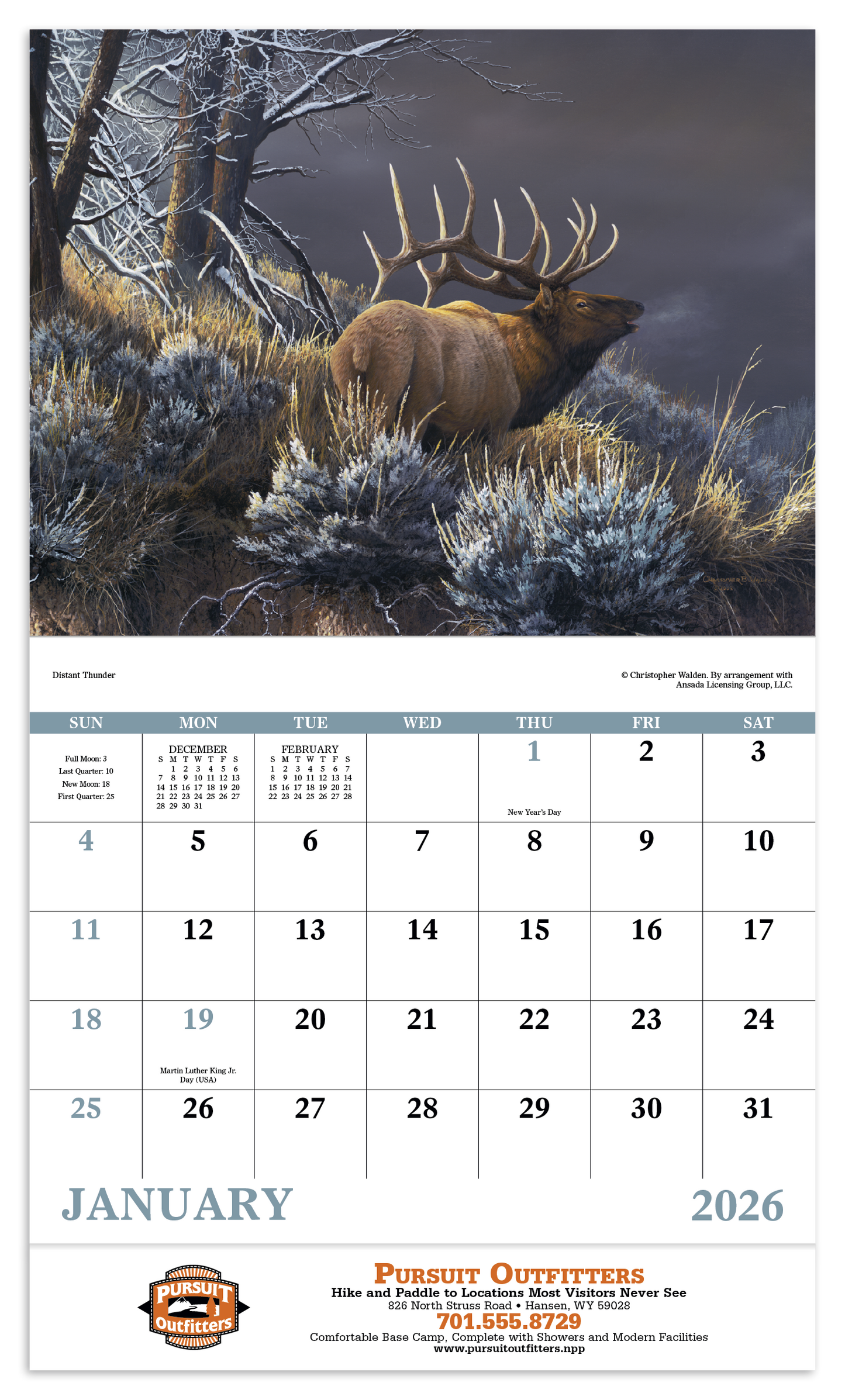 Good Value Wildlife Canvas Stapled Calendar-7238