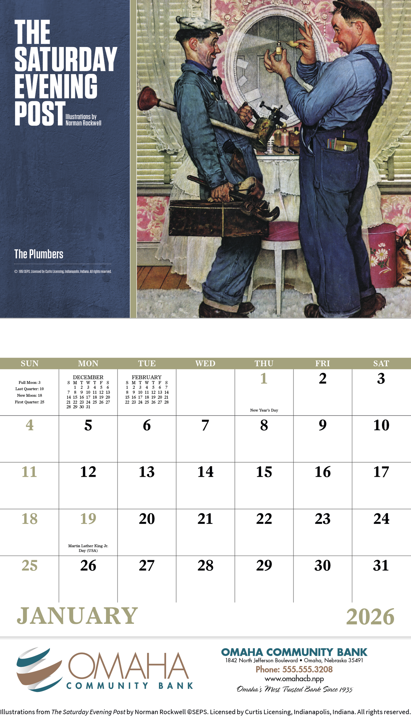 Good Value The Saturday Evening Post Illustrations by Norman Rockwell Stapled Calendar-7239