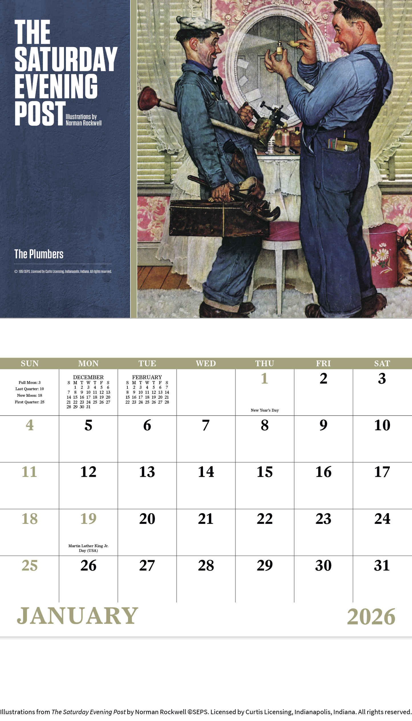 Good Value The Saturday Evening Post Illustrations by Norman Rockwell Stapled Calendar-7239