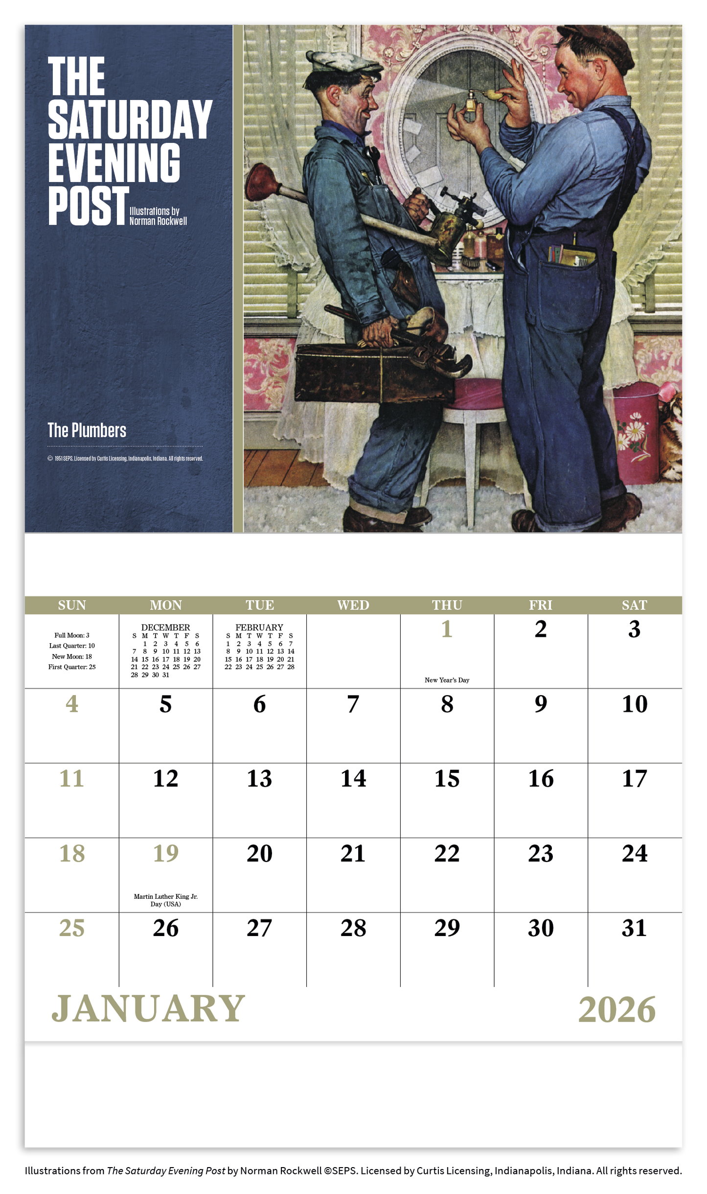 Good Value The Saturday Evening Post Illustrations by Norman Rockwell Stapled Calendar-7239