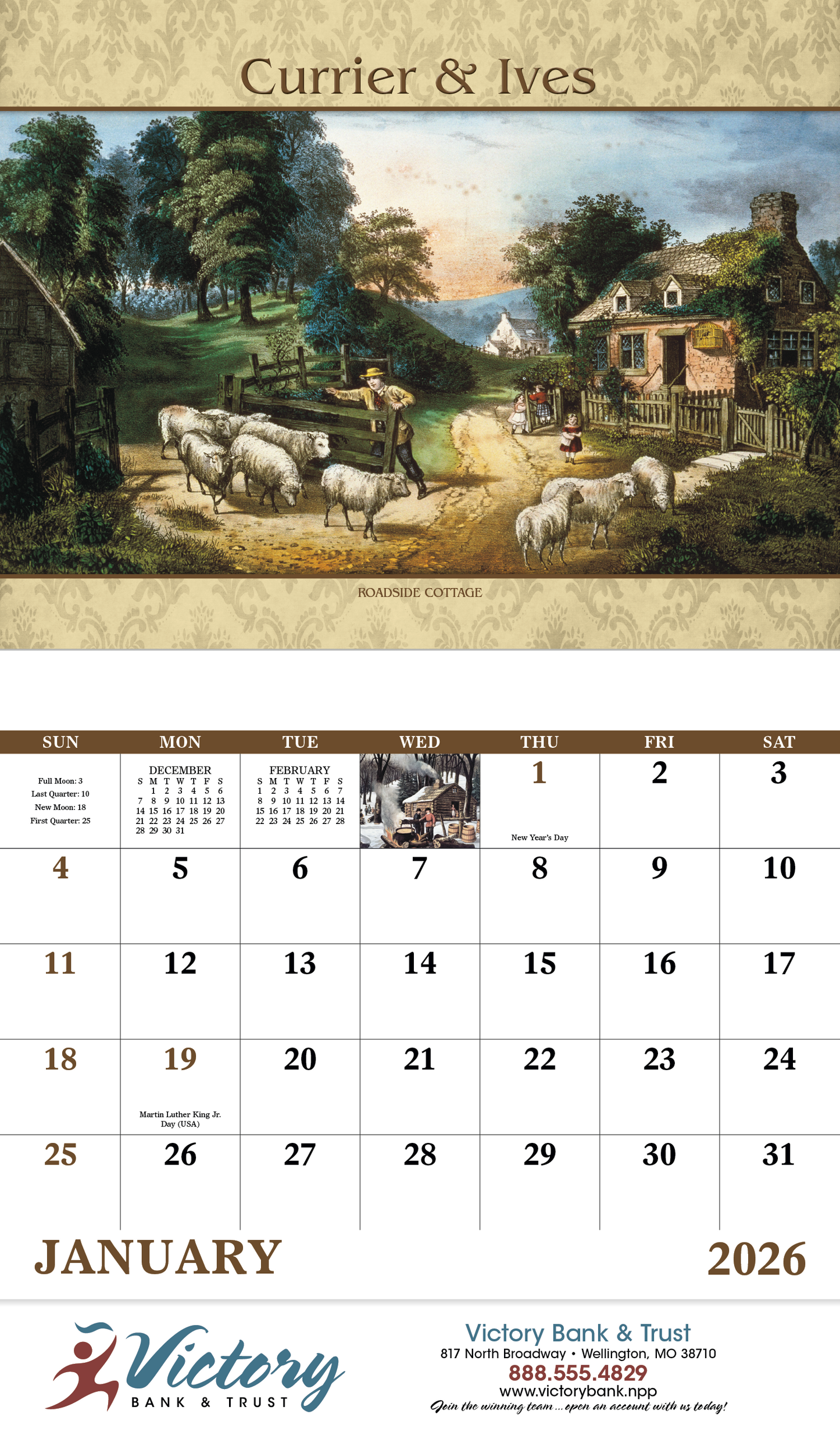 Good Value Currier Ives Stapled Calendar-7241