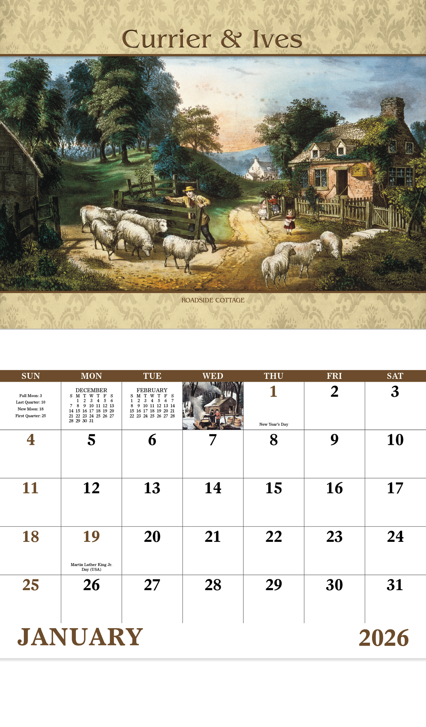Good Value Currier Ives Stapled Calendar-7241