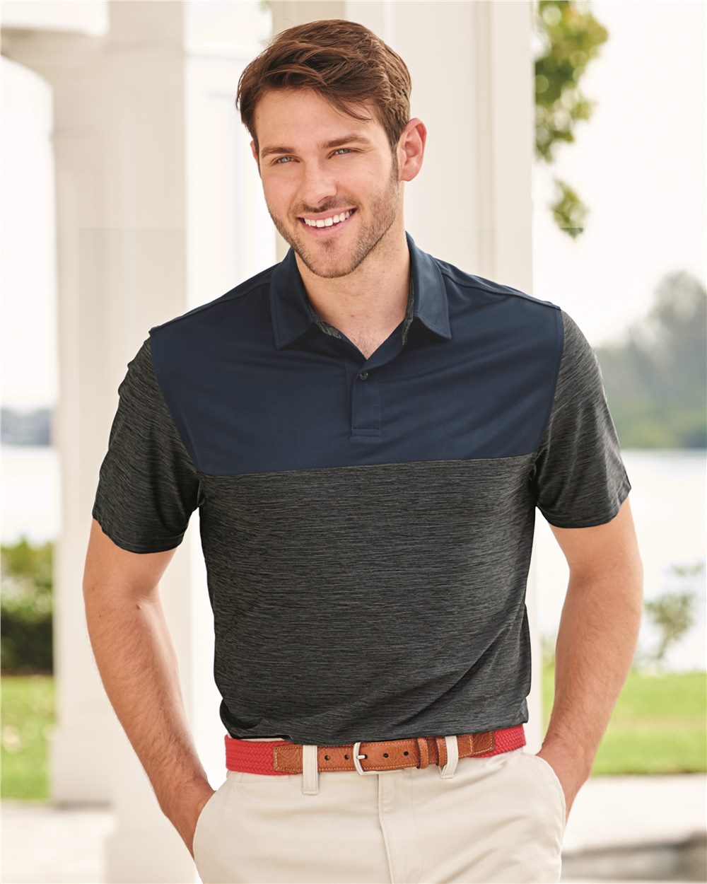 IZOD Colorblocked Space-Dyed Polo - 13GG004
