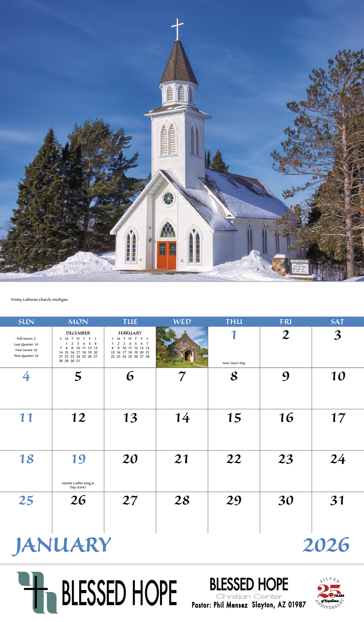 Good Value Scenic Churches Stapled Calendar-7245