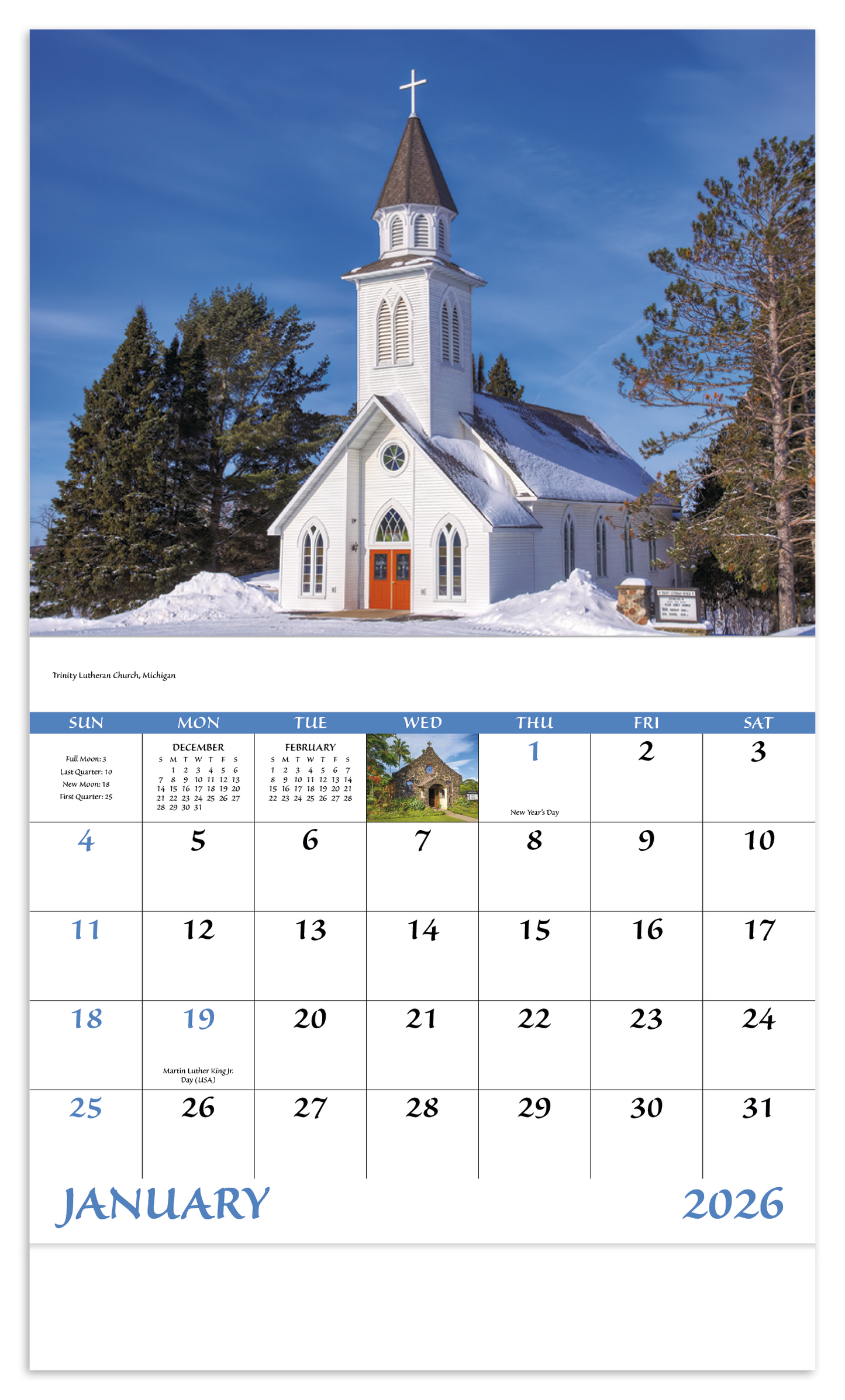 Good Value Scenic Churches Stapled Calendar-7245