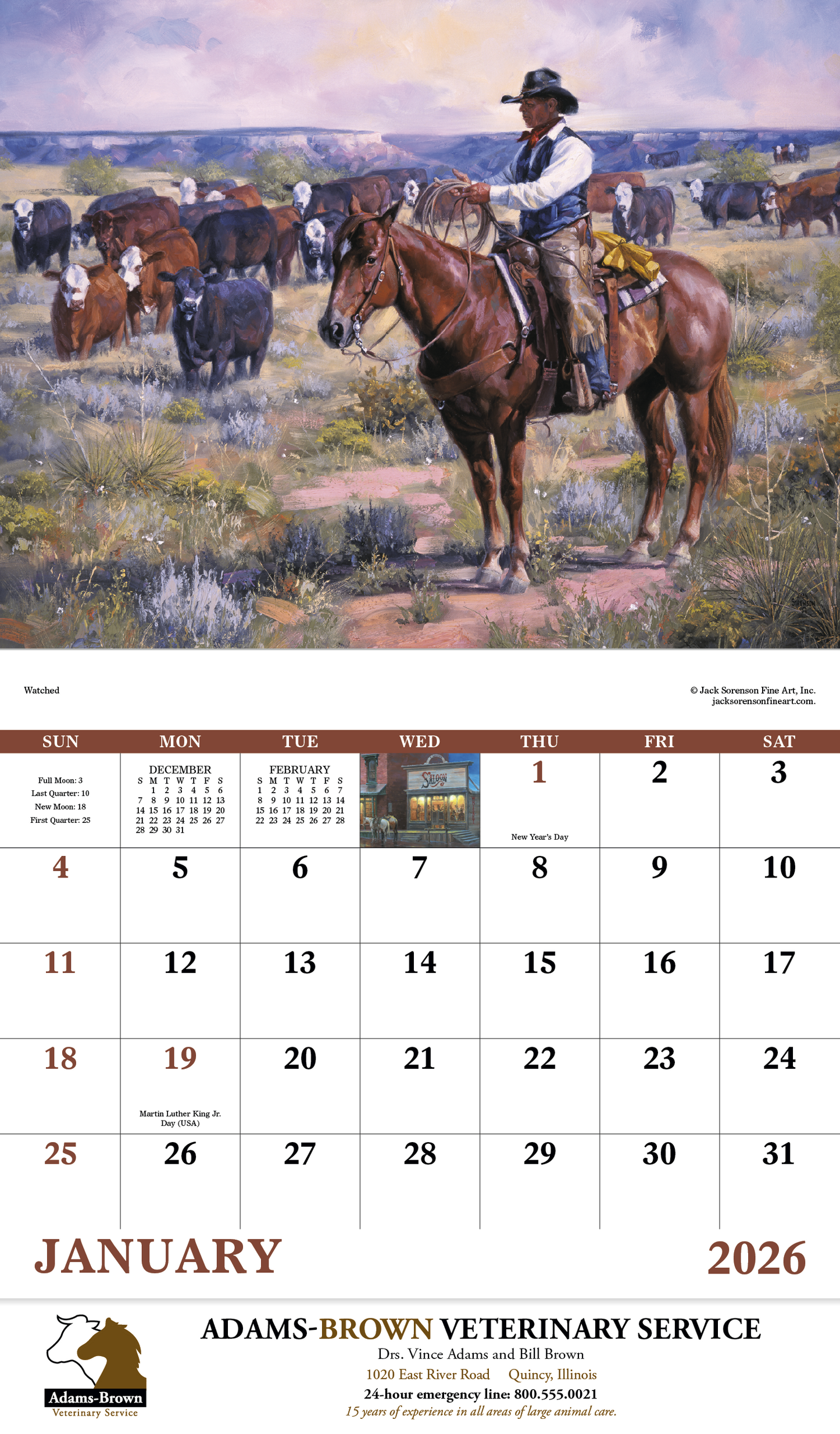 Good Value Western Frontier Stapled Calendar-7271