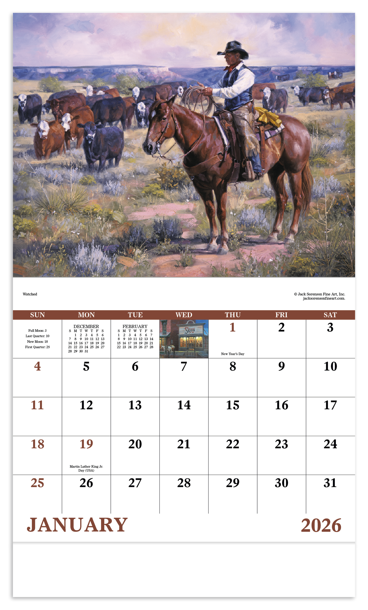 Good Value Western Frontier Stapled Calendar-7271