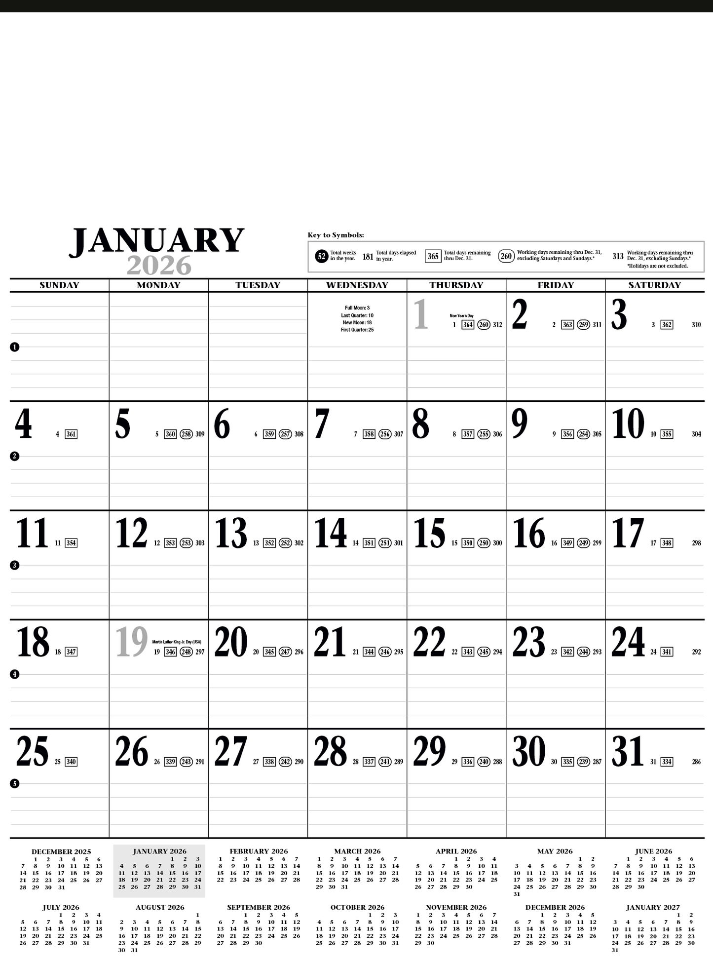 HotLine Products Large Contractor Calendar-746