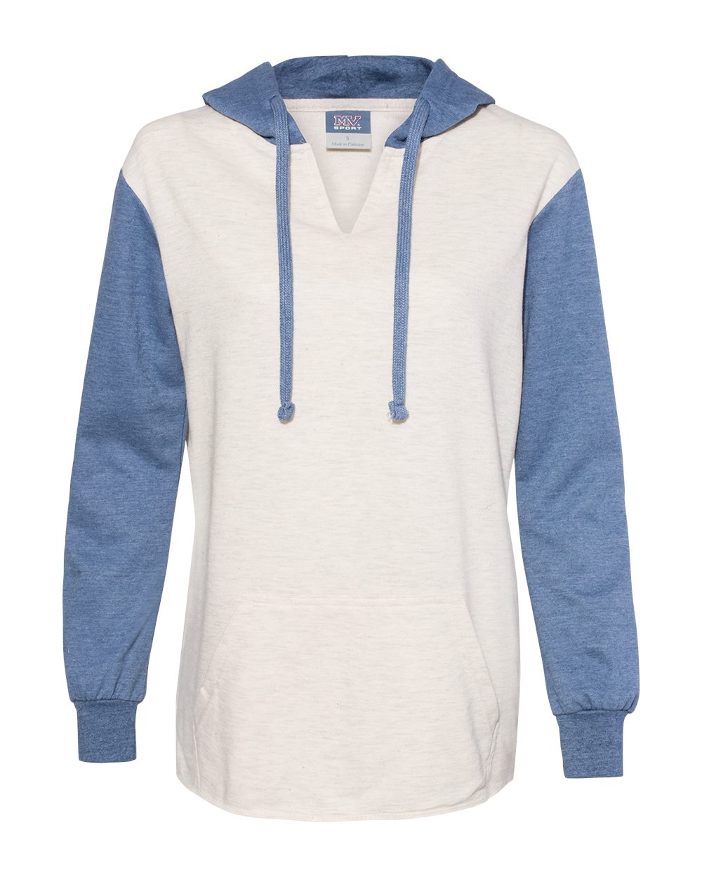 MV Sport Women’s French Terry Hooded Pullover with Colorblocked Sleeves - W20145
