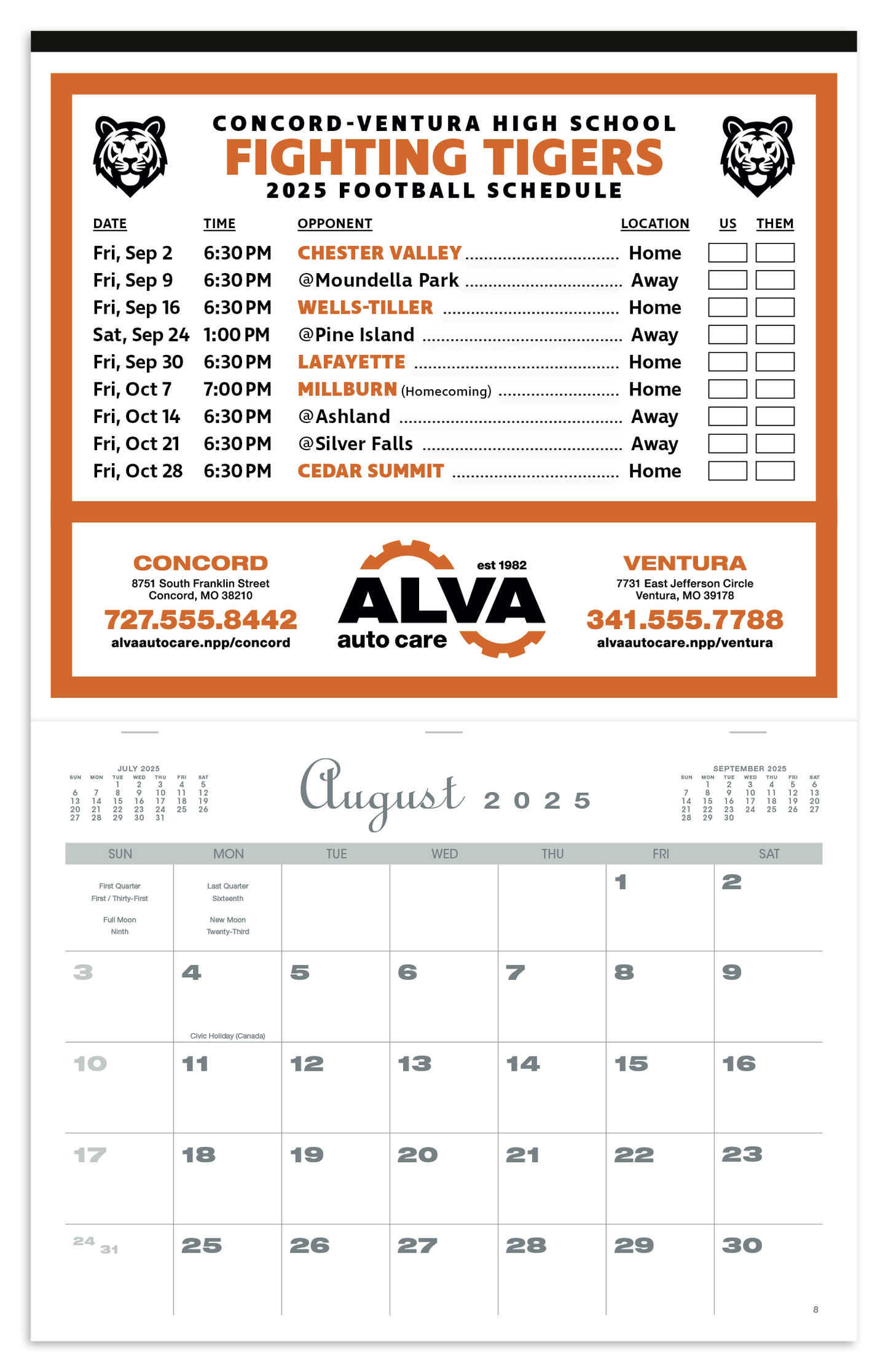 Skinner Kennedy Sports Schedule Calendar-800-E