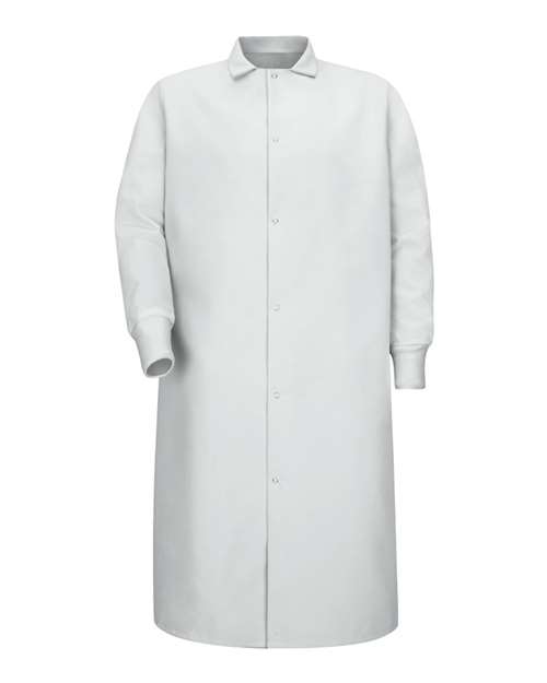 Unisex Gripper-Front Pocketless Butcher Coat With Knit Cuffs