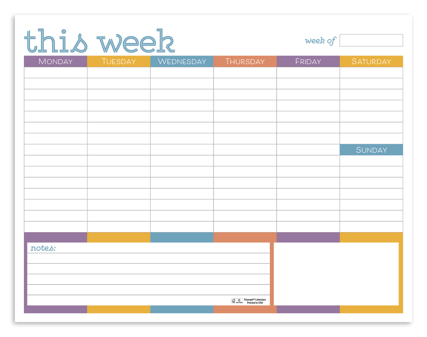Triumph Calendars Small Weekly Desk Pad Colors-8970