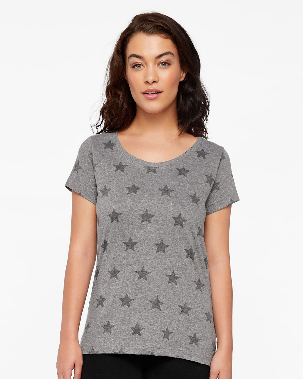 Code Five Women's Star Print Scoop Neck Tee - 3629