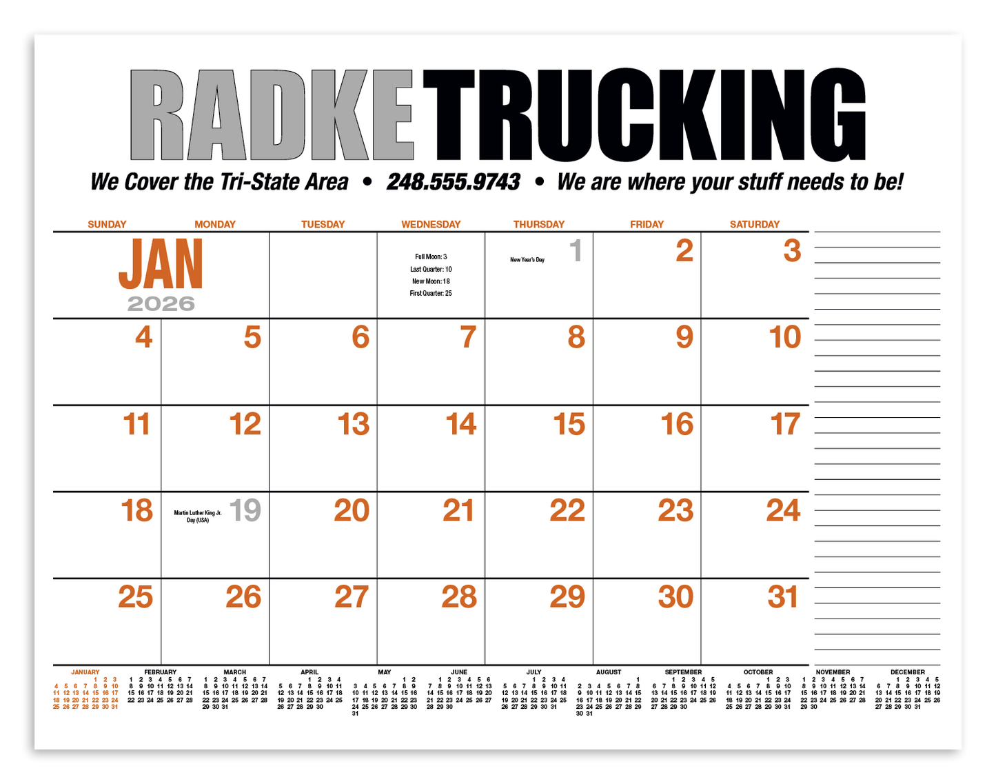 HotLine Products 13Month Desk Pad Calendar-931