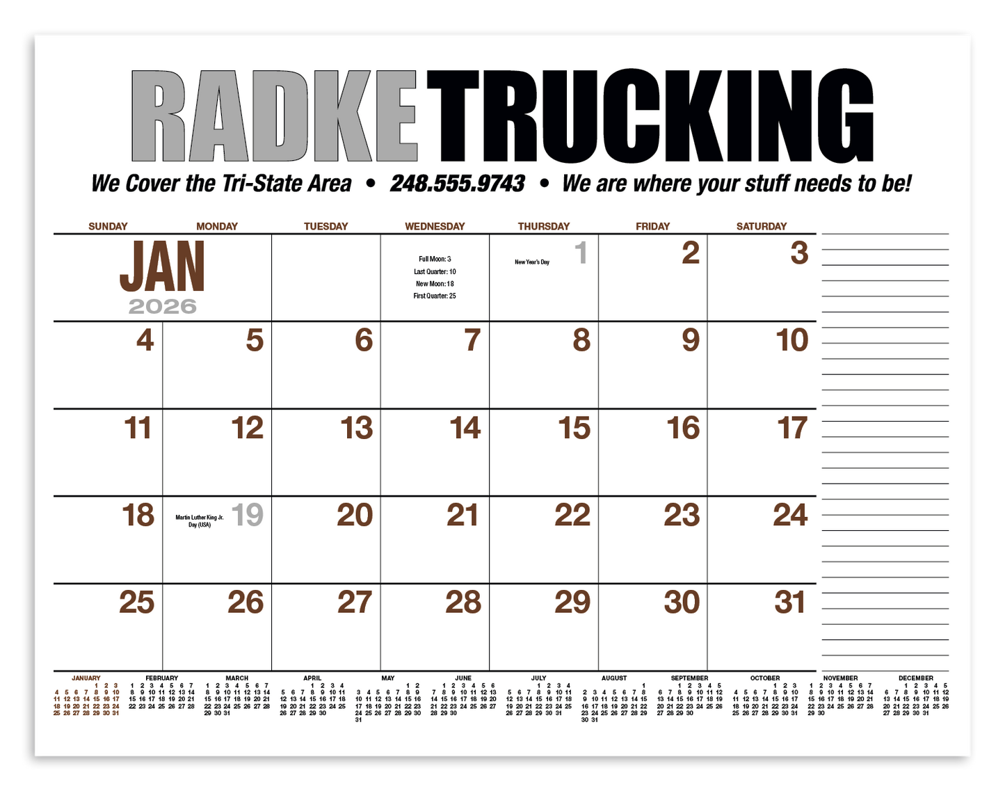 HotLine Products 13Month Desk Pad Calendar-931
