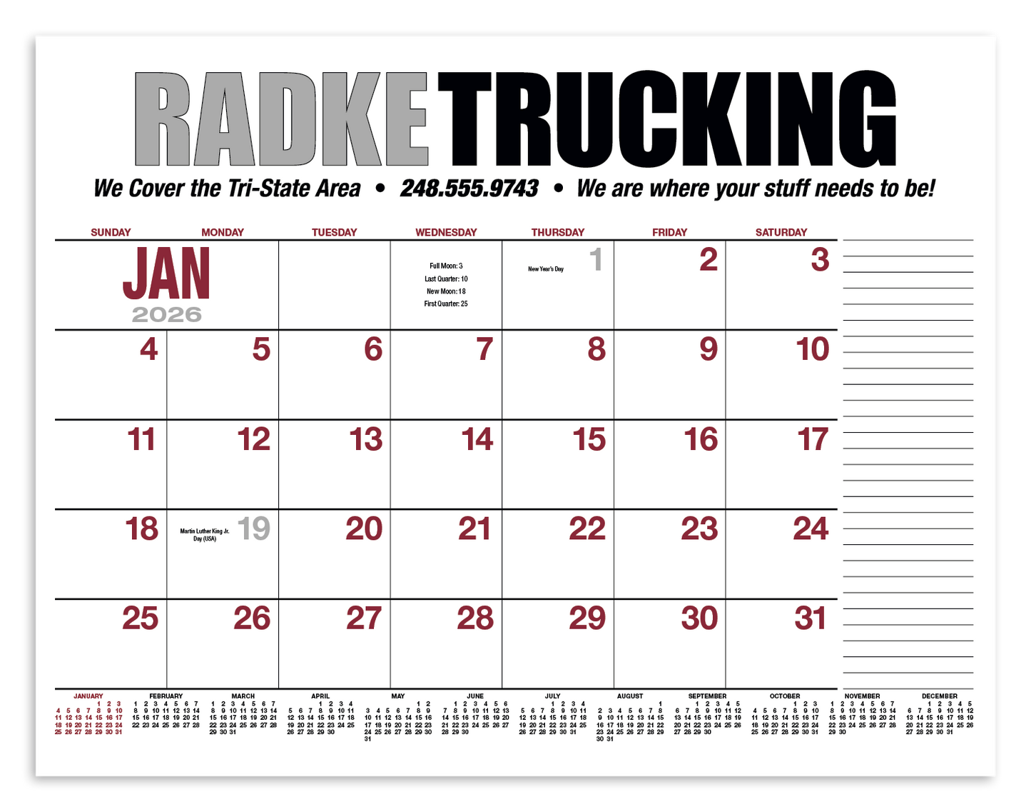 HotLine Products 13Month Desk Pad Calendar-931