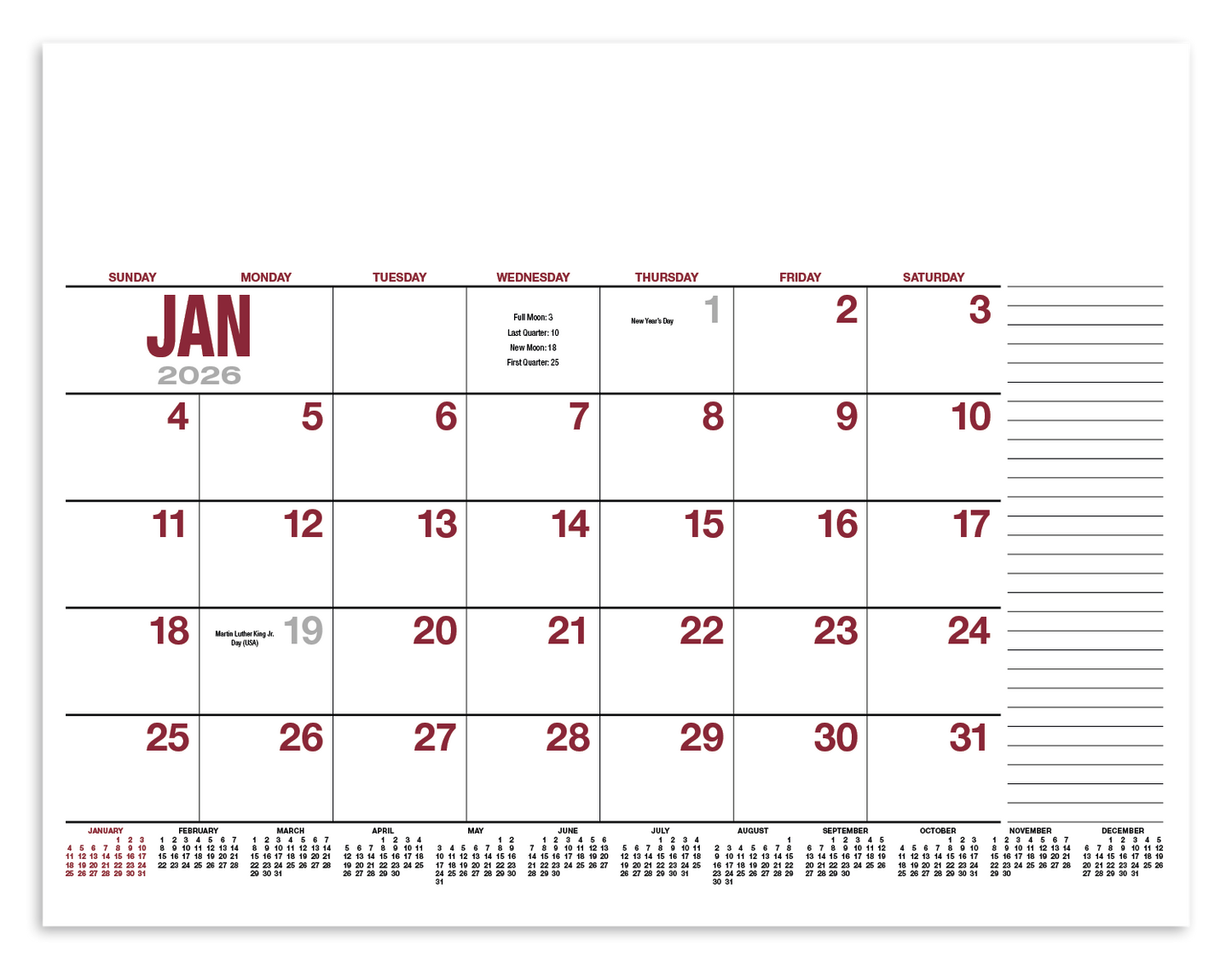 HotLine Products 13Month Desk Pad Calendar-931