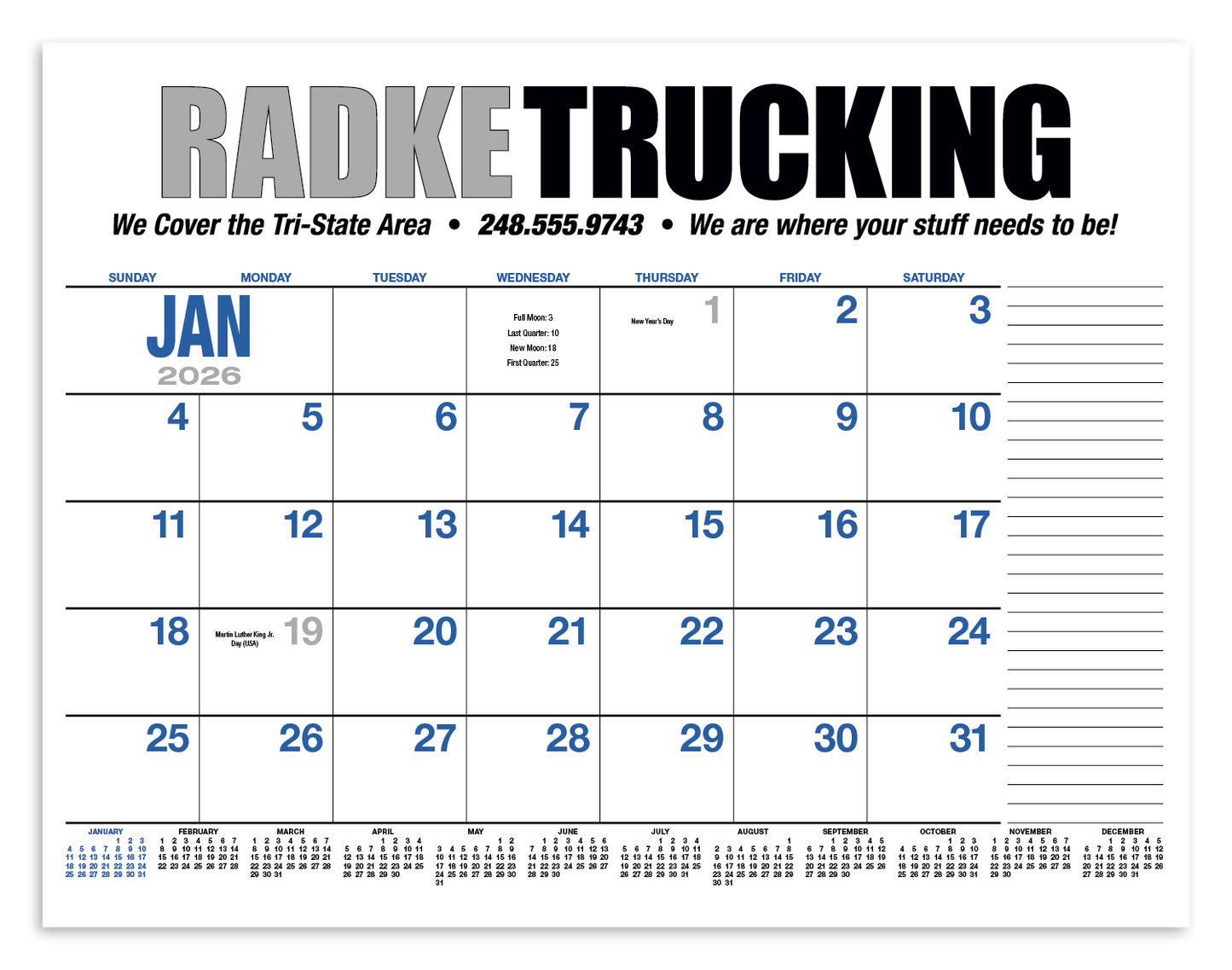 HotLine Products 13Month Desk Pad Calendar-931