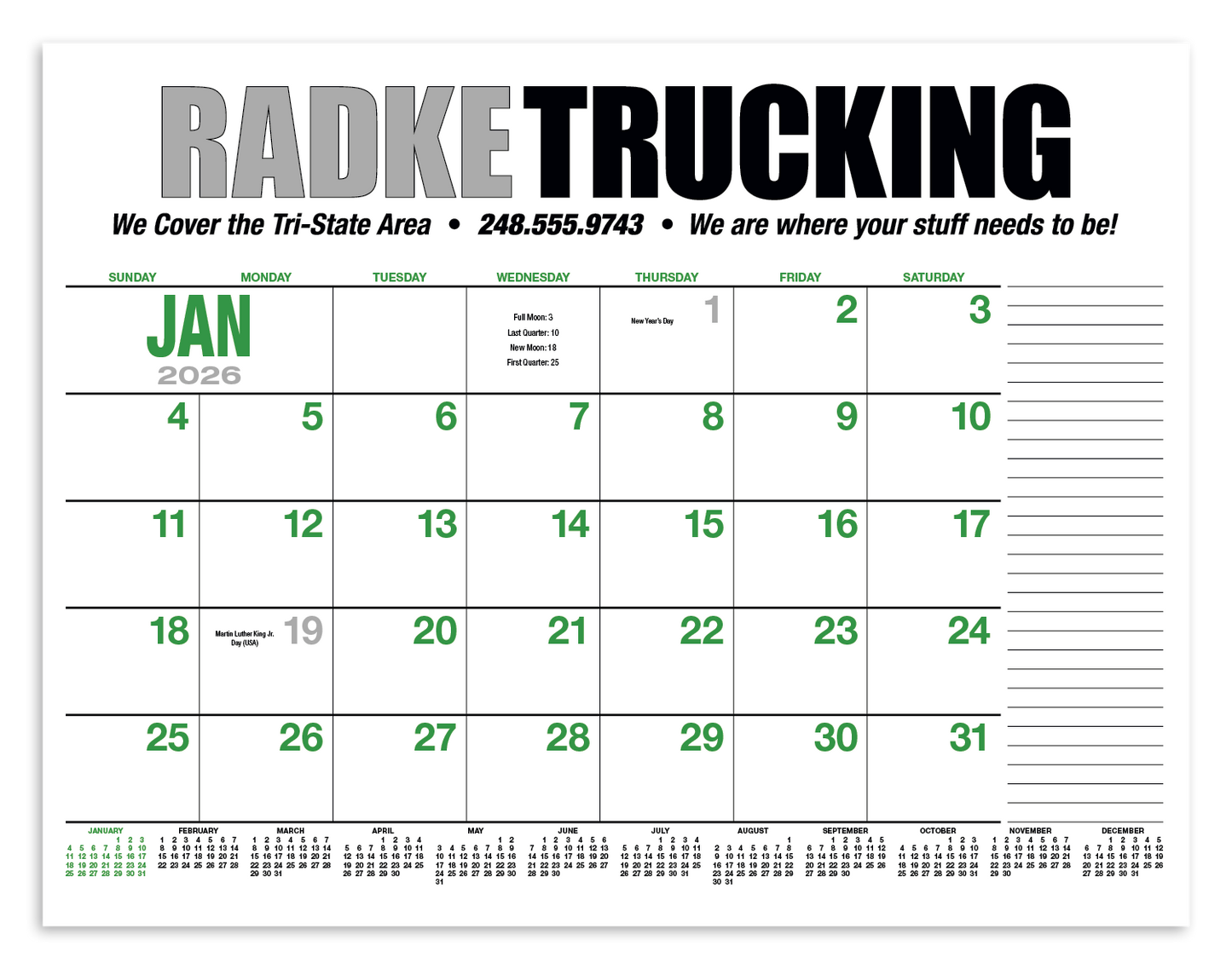 HotLine Products 13Month Desk Pad Calendar-931