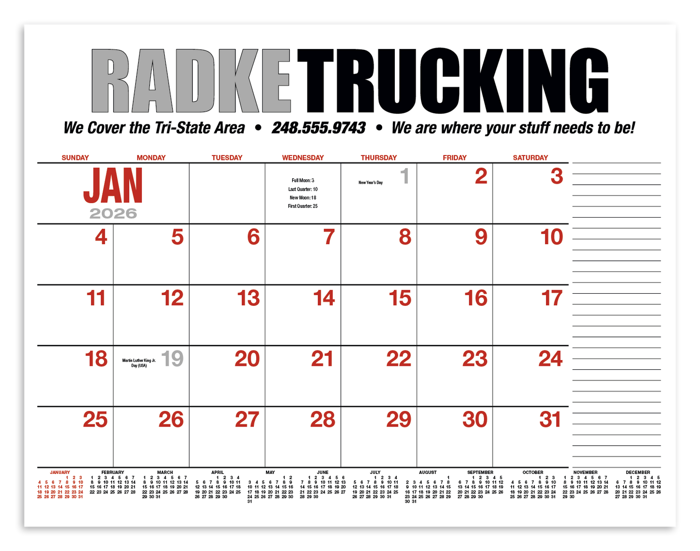 HotLine Products 13Month Desk Pad Calendar-931