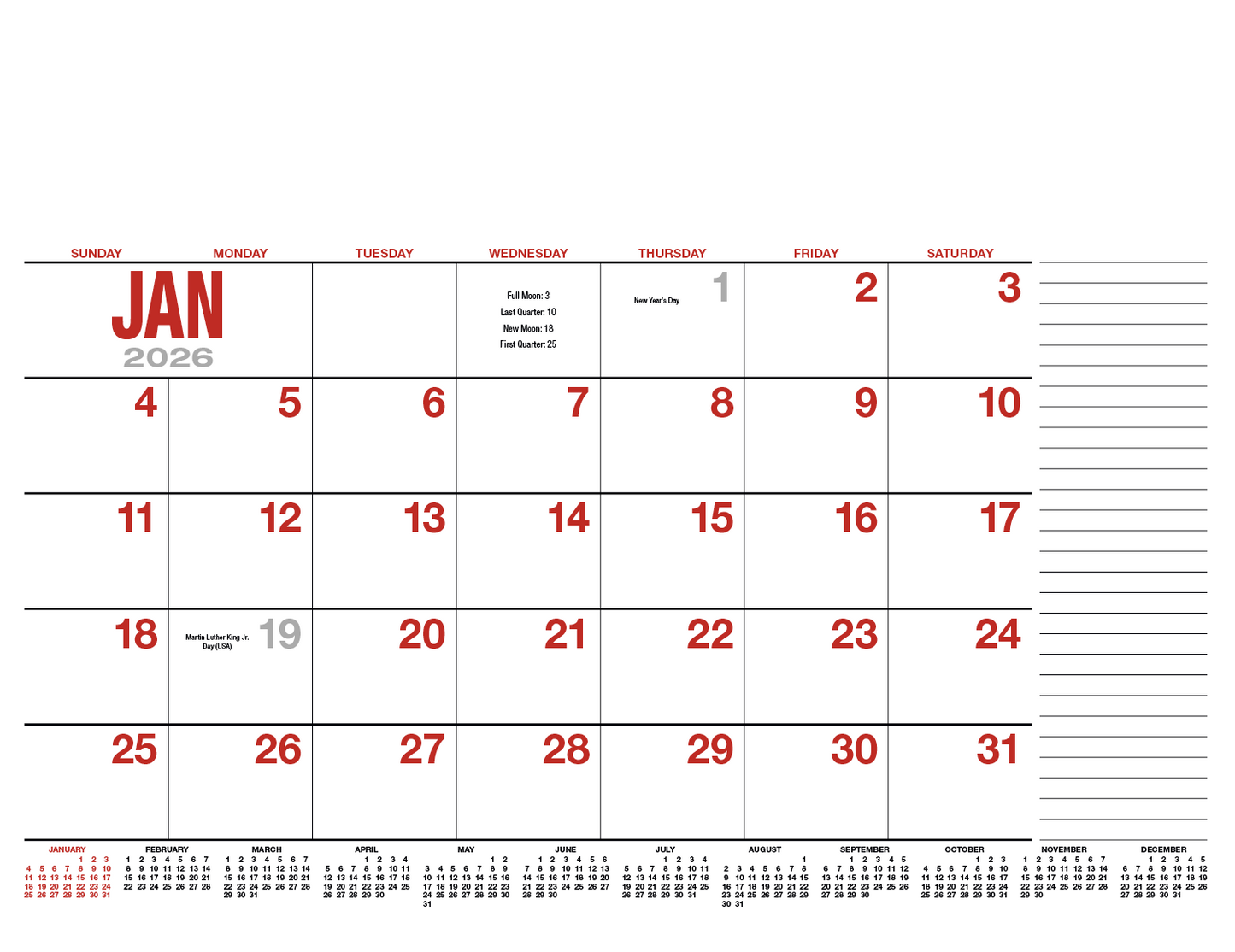 HotLine Products 13Month Desk Pad Calendar-931