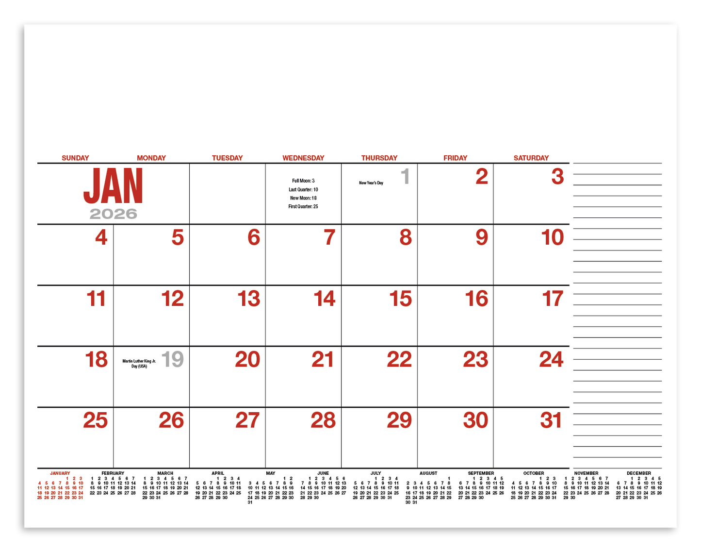 HotLine Products 13Month Desk Pad Calendar-931