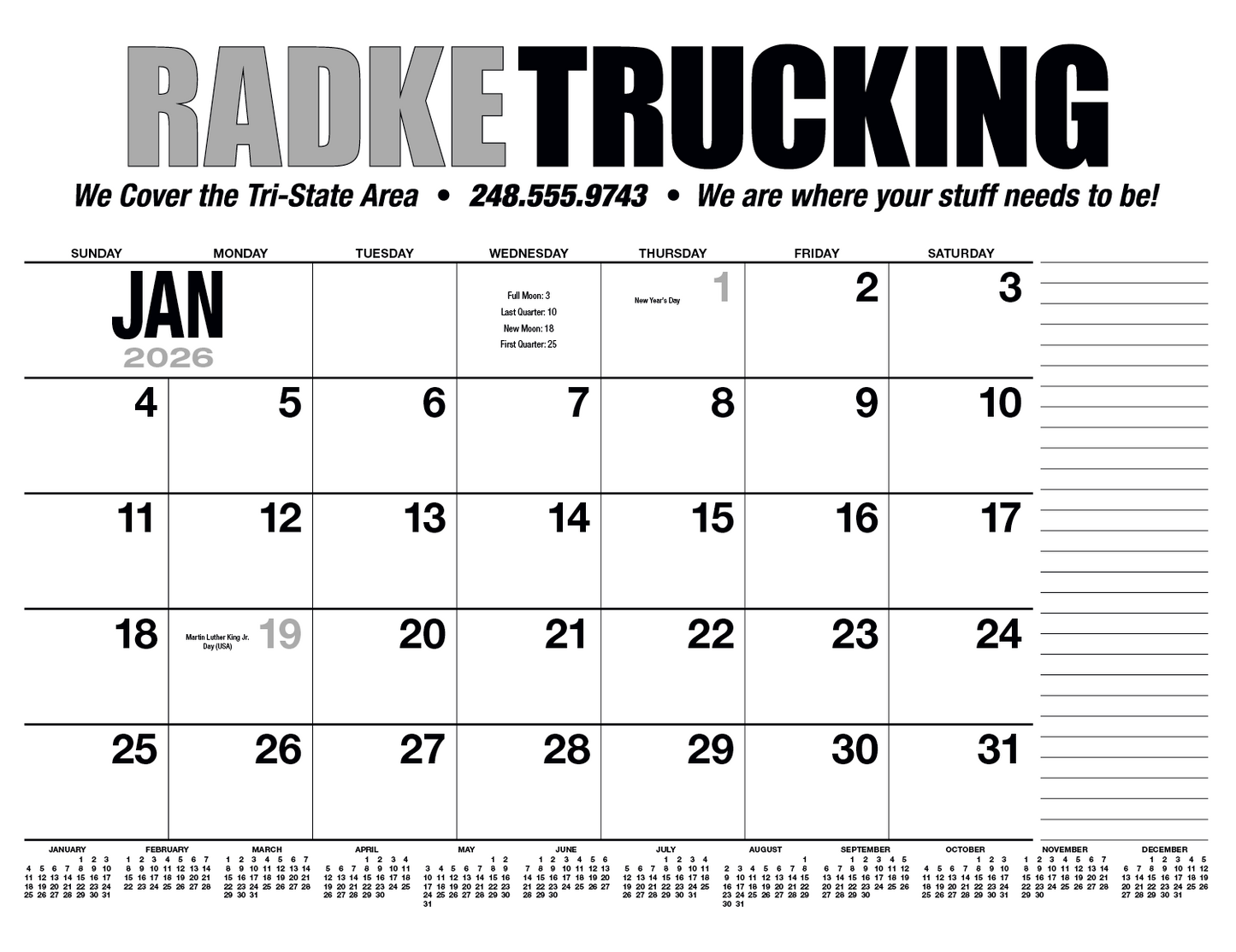 HotLine Products 13Month Desk Pad Calendar-931