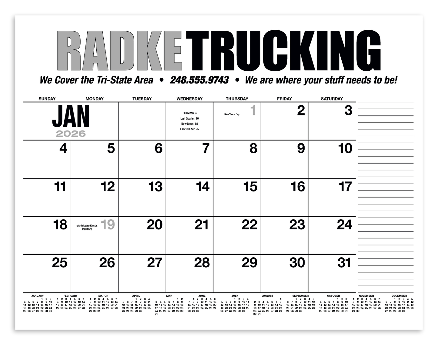 HotLine Products 13Month Desk Pad Calendar-931