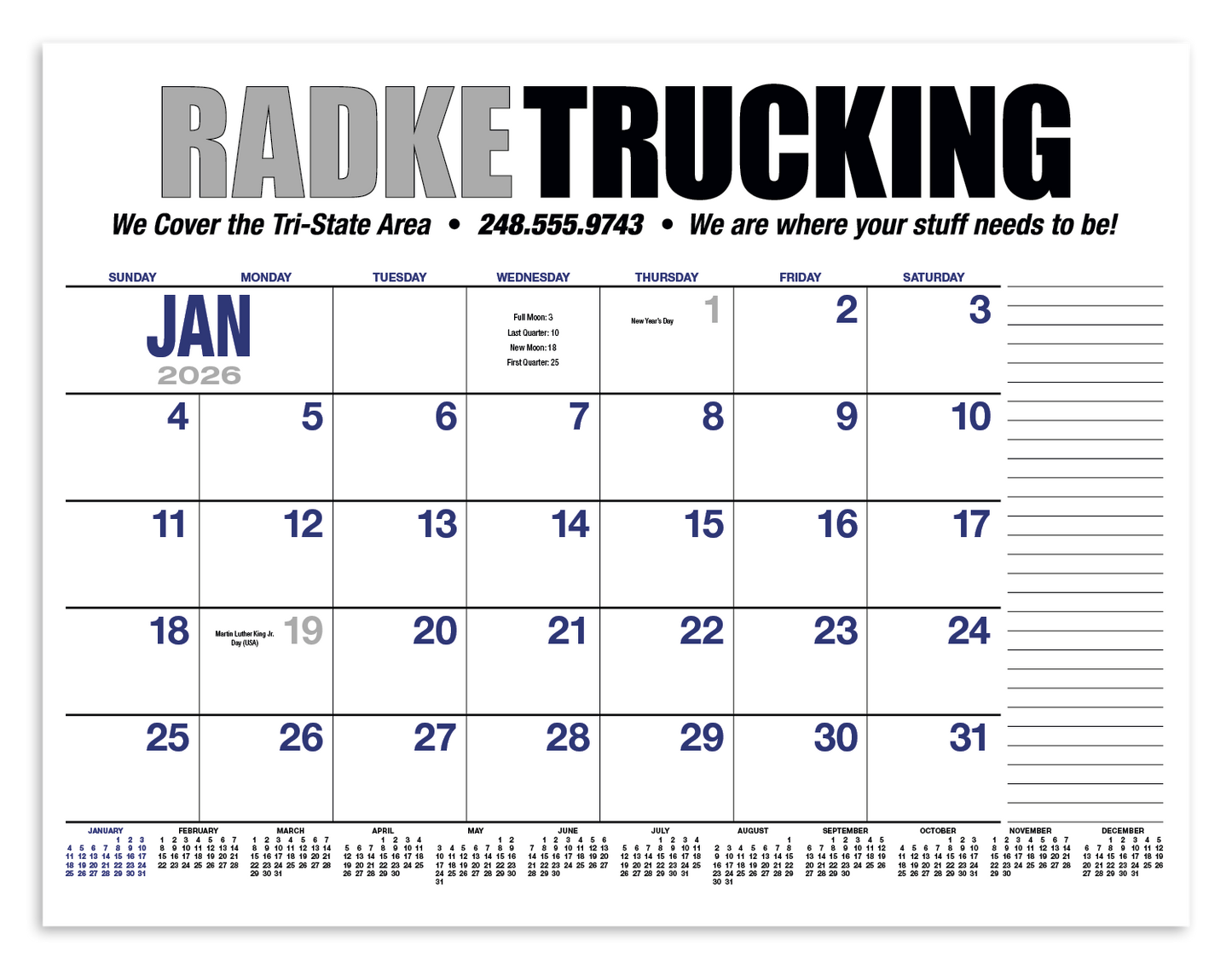 HotLine Products 13Month Desk Pad Calendar-931