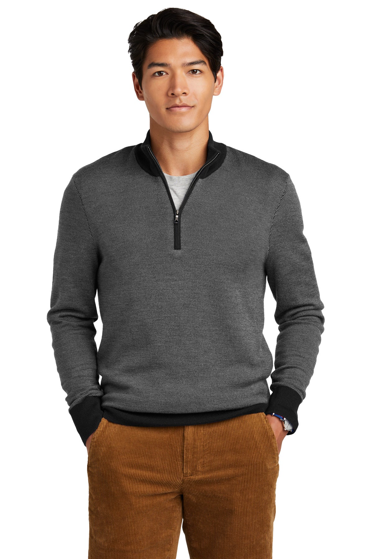 Brooks Brothers? Washable Merino Birdseye 1/4-Zip Sweat